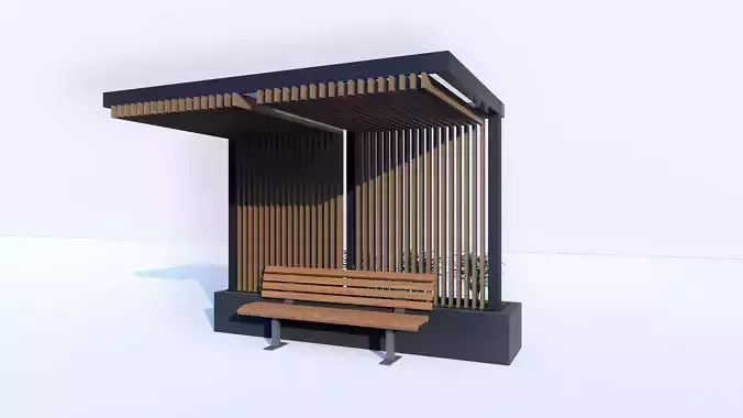 Outdoor Wooden Steel Bench with Planter and Canopy