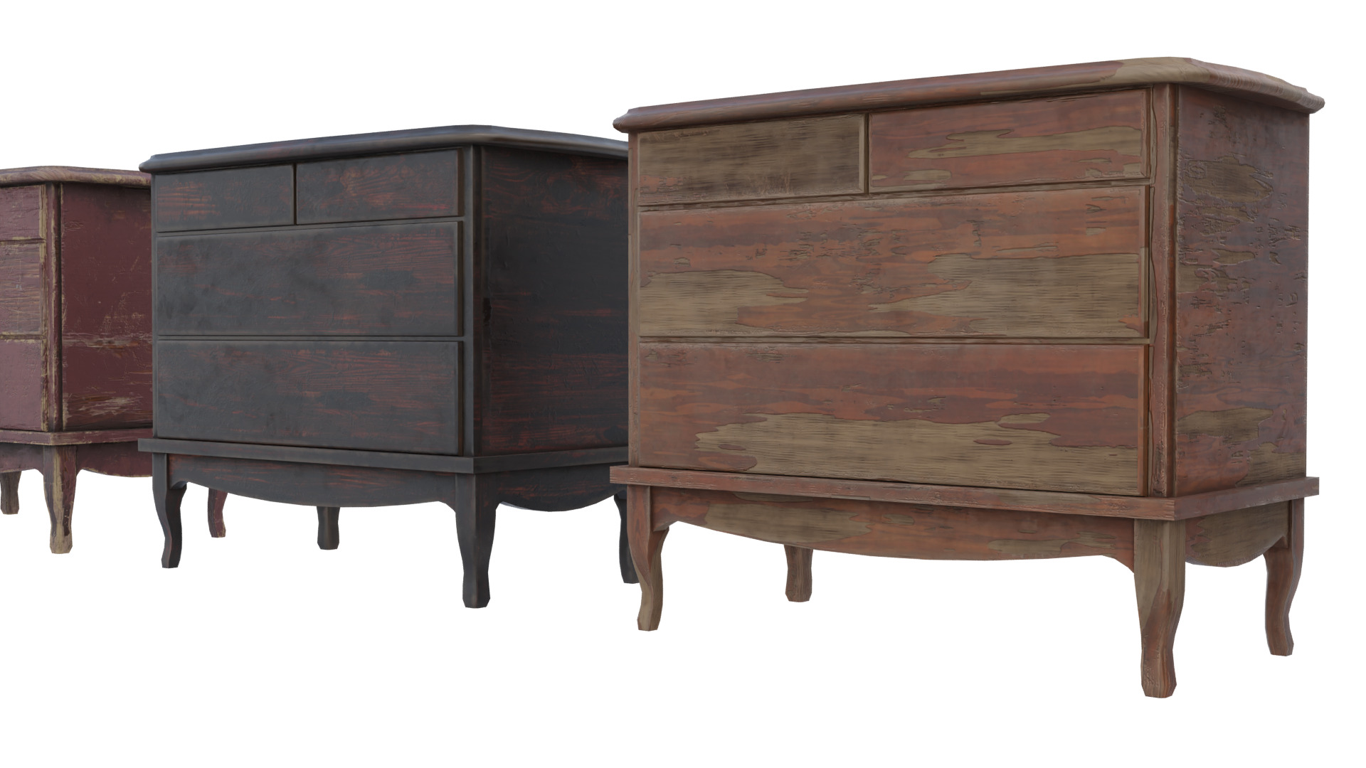 Wooden Side Table Low-poly 3D model_6