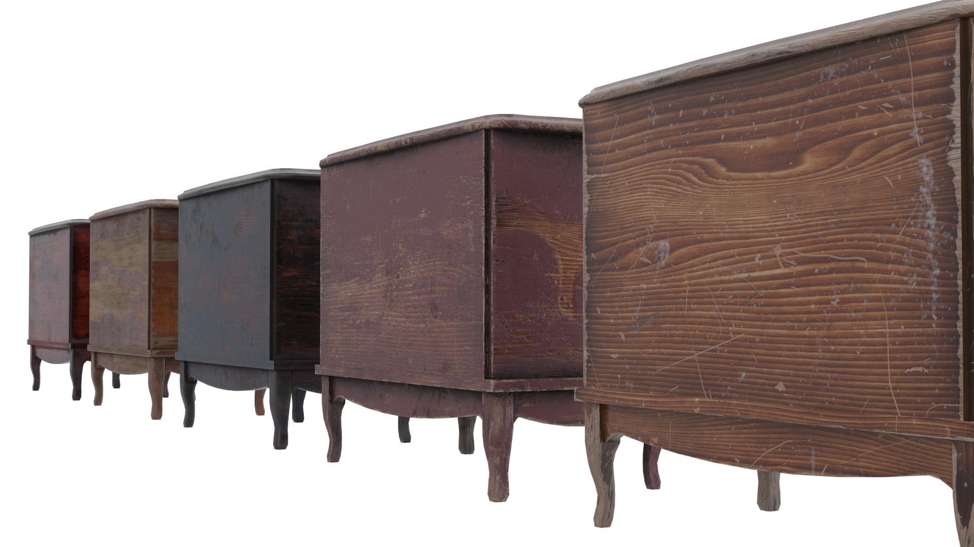 Wooden Side Table Low-poly 3D model_4