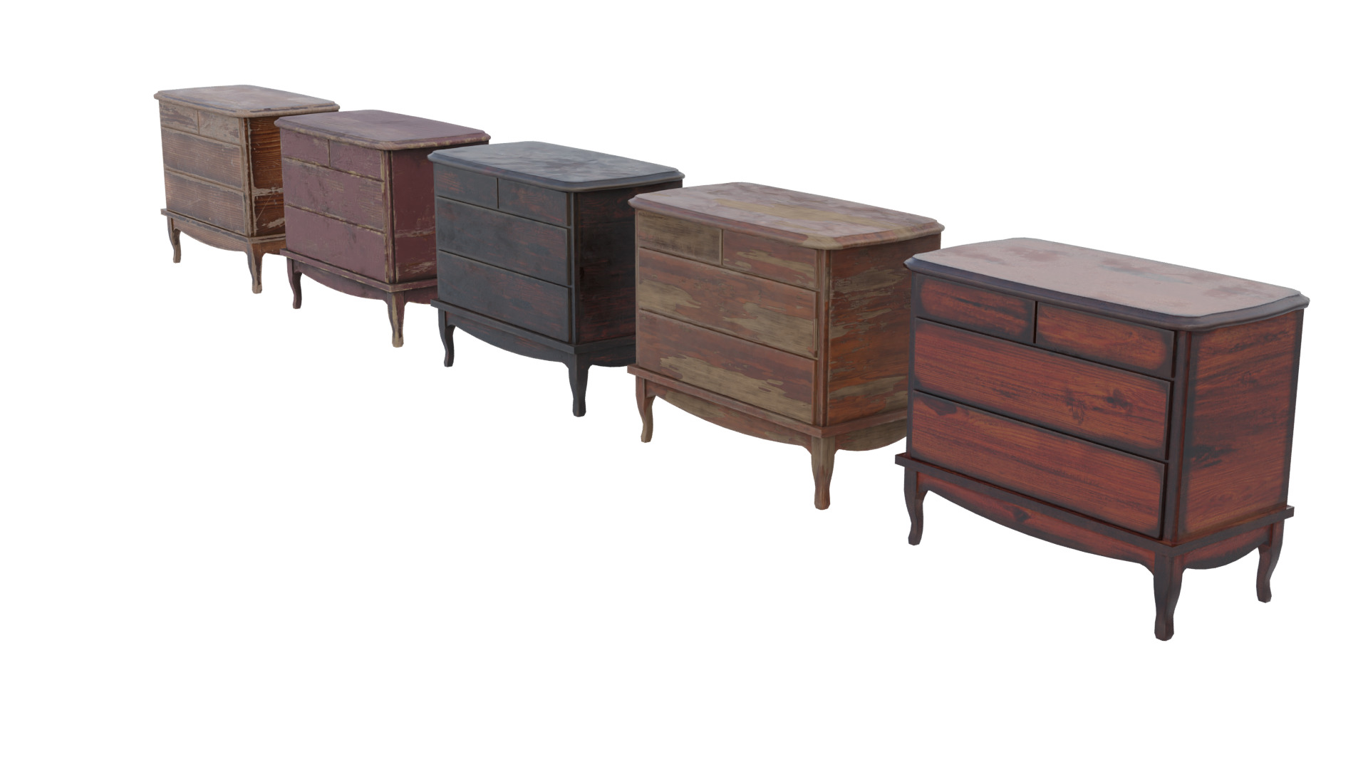 Wooden Side Table Low-poly 3D model_1