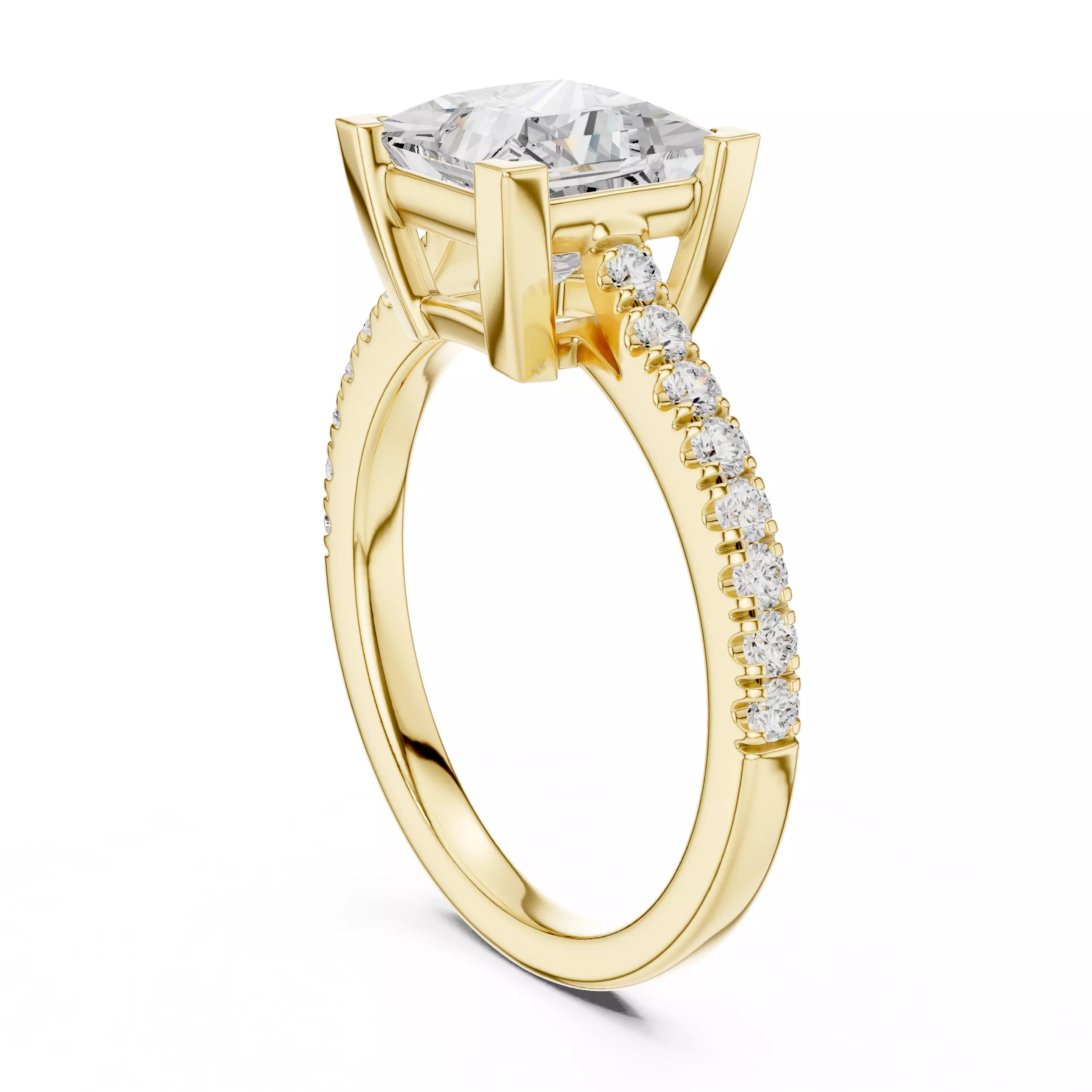 2CT Princess Cut Diamond Engagement Wedding Ring 3DM STL Video 3D print model_6