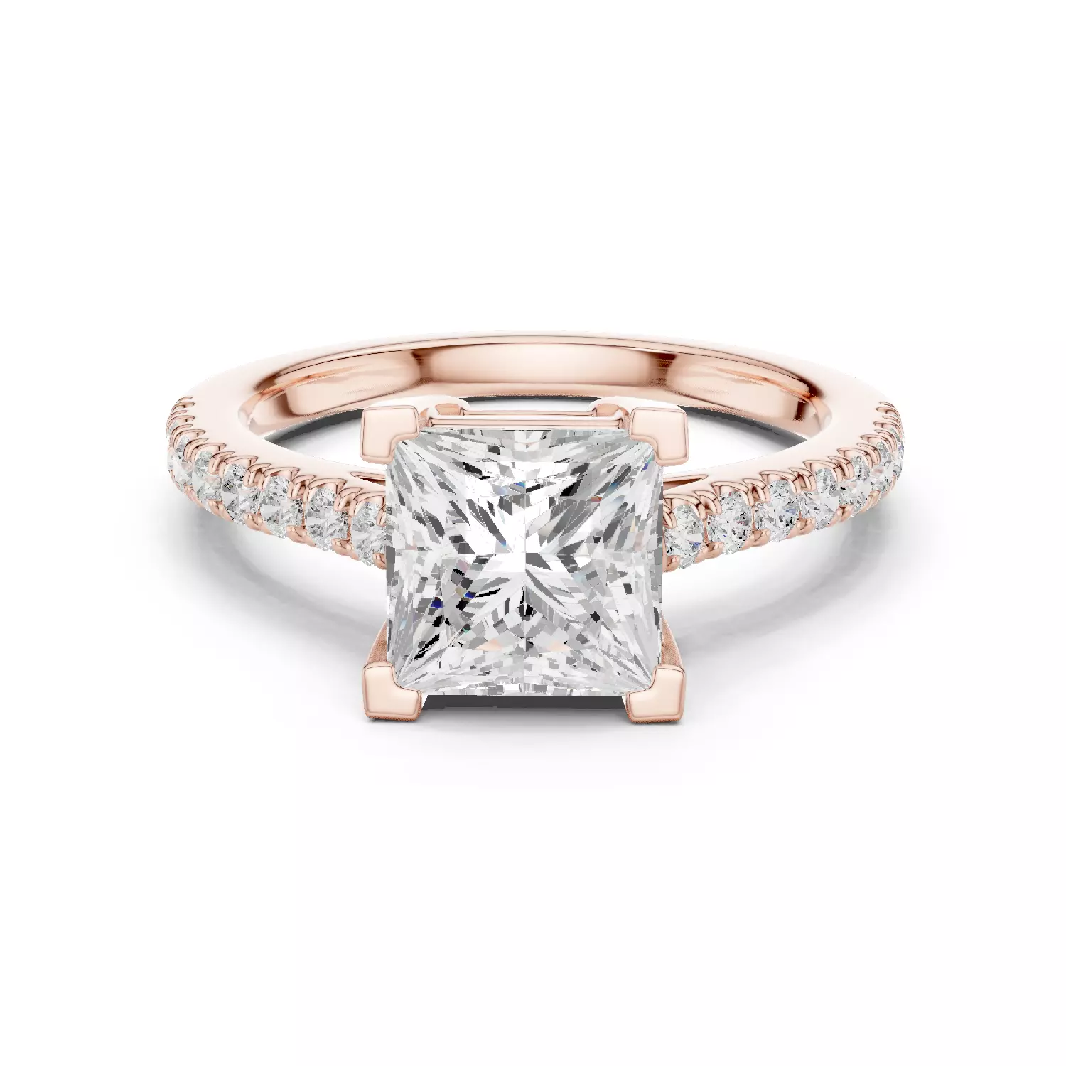 2CT Princess Cut Diamond Engagement Wedding Ring 3DM STL Video 3D print model_12