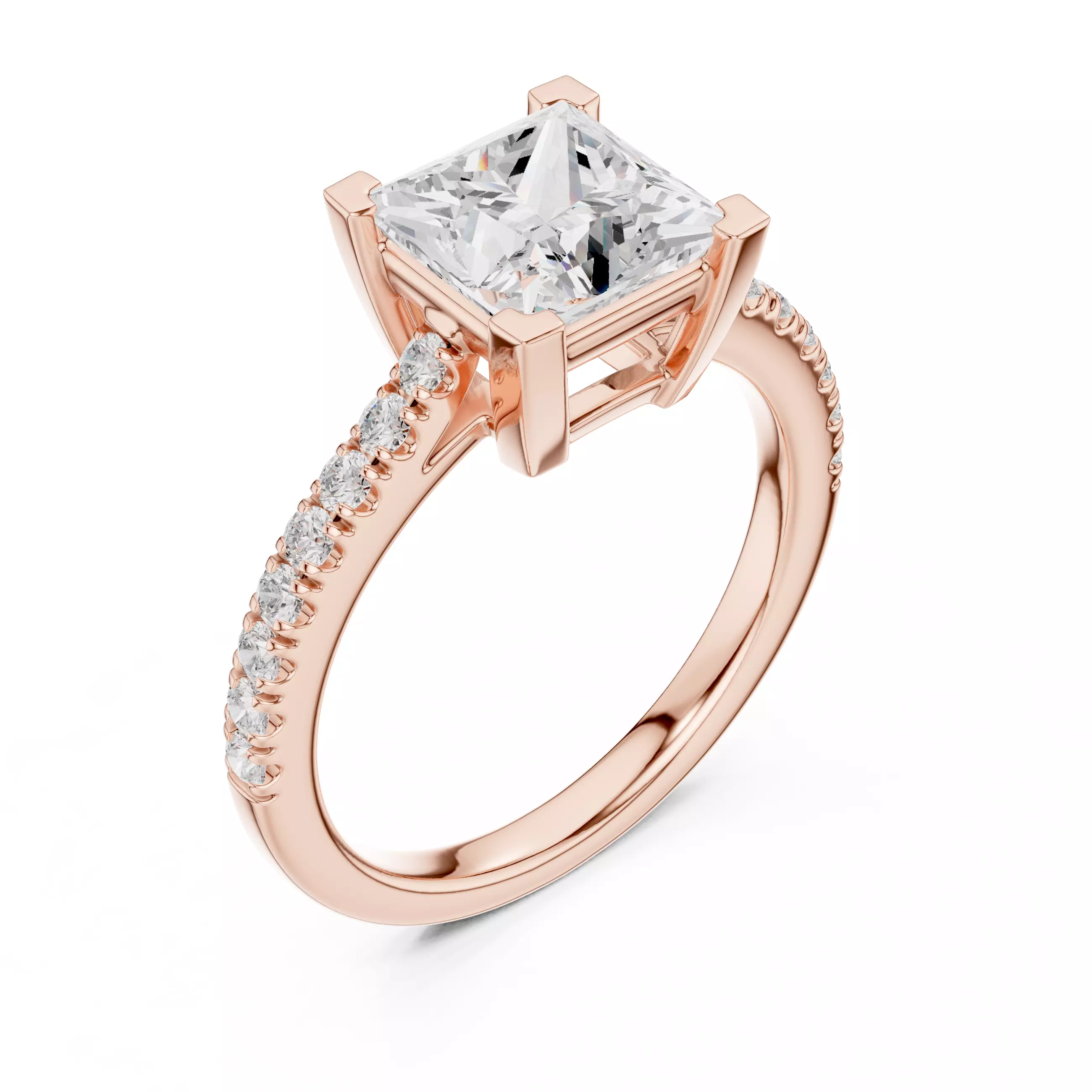 2CT Princess Cut Diamond Engagement Wedding Ring 3DM STL Video 3D print model_4