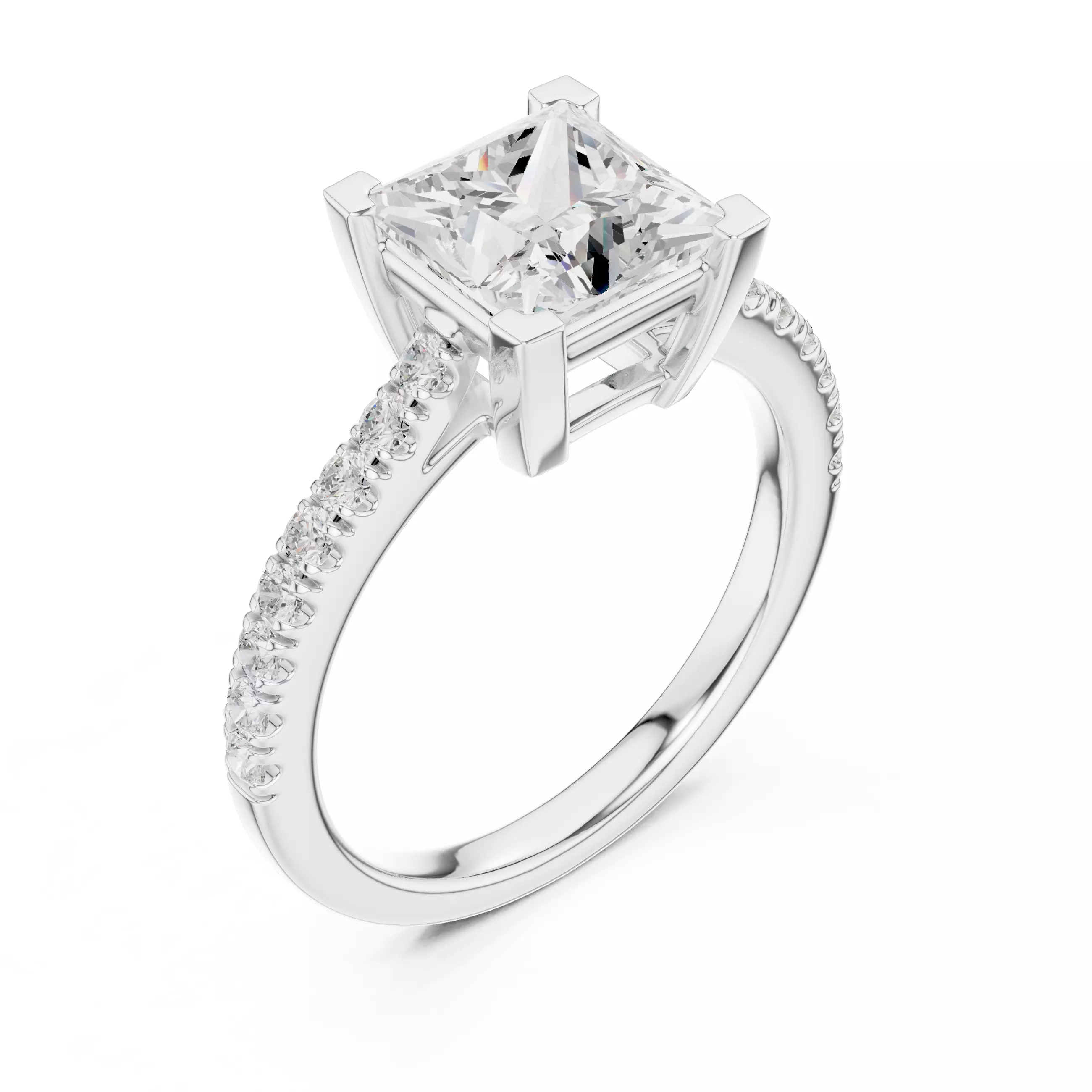 2CT Princess Cut Diamond Engagement Wedding Ring 3DM STL Video 3D print model_10