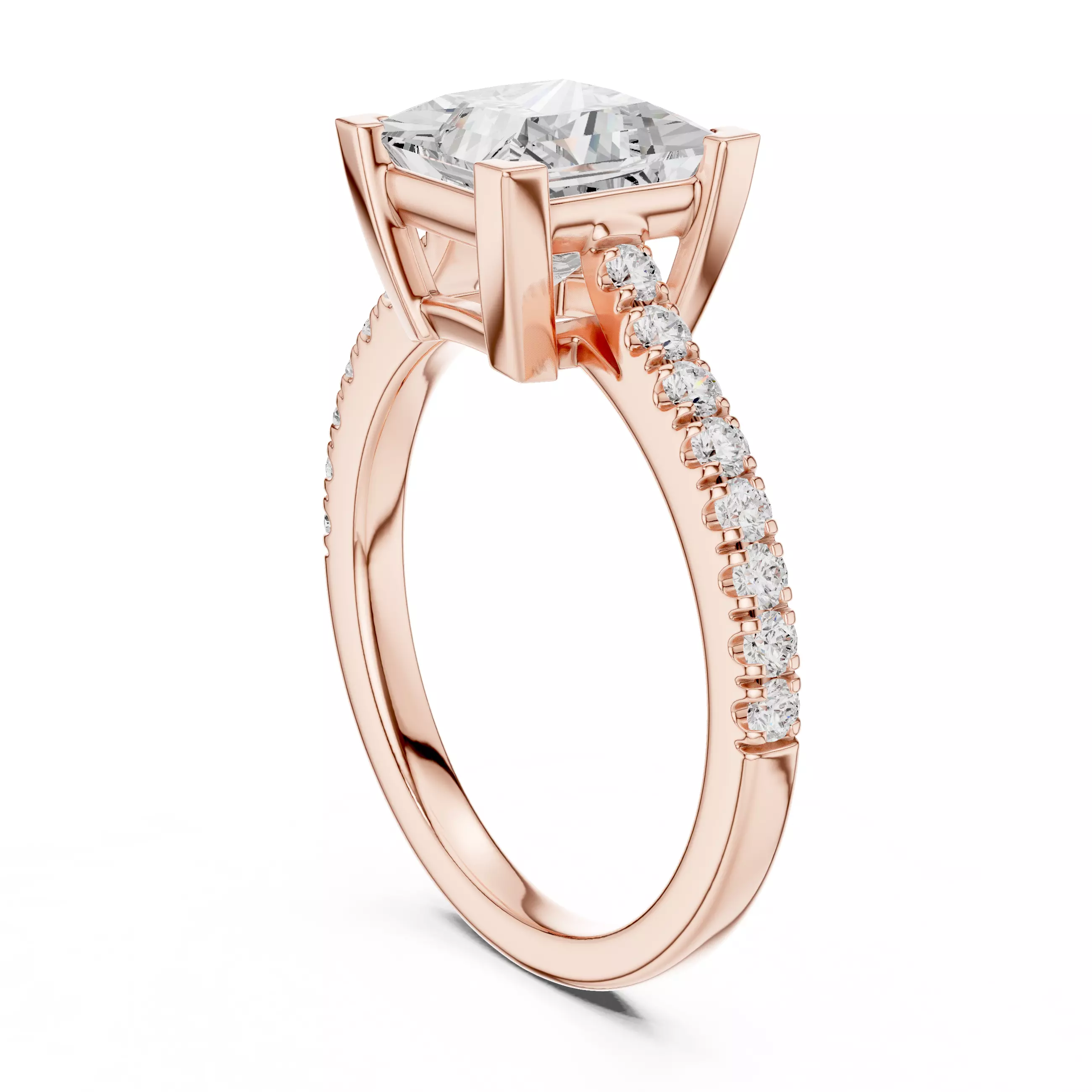 2CT Princess Cut Diamond Engagement Wedding Ring 3DM STL Video 3D print model_3