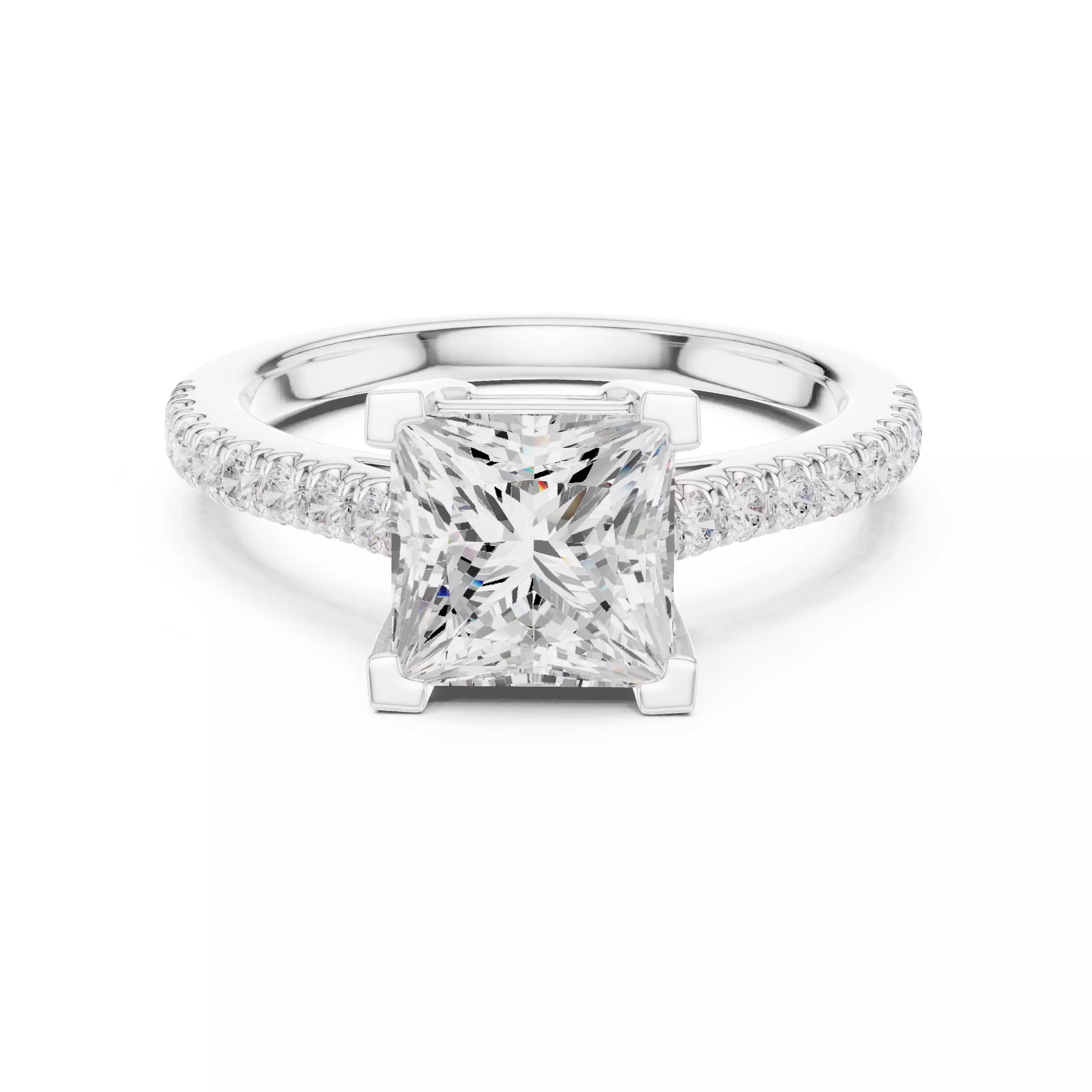 2CT Princess Cut Diamond Engagement Wedding Ring 3DM STL Video 3D print model_2