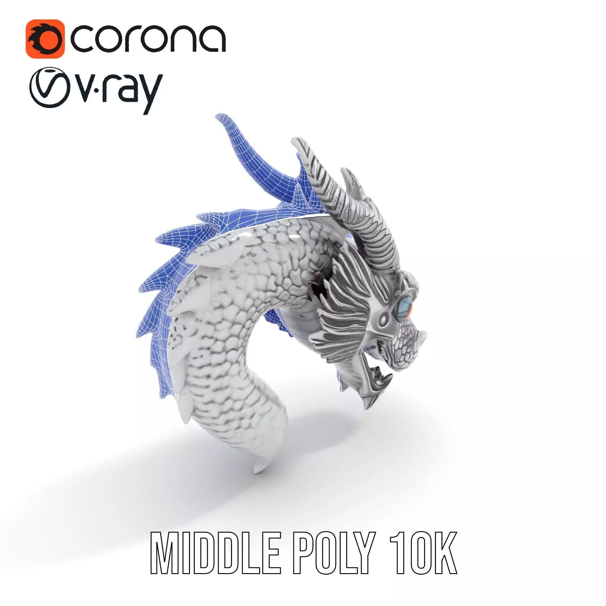 Silver Dragon Sculpt model pack Low-poly 3D model_24