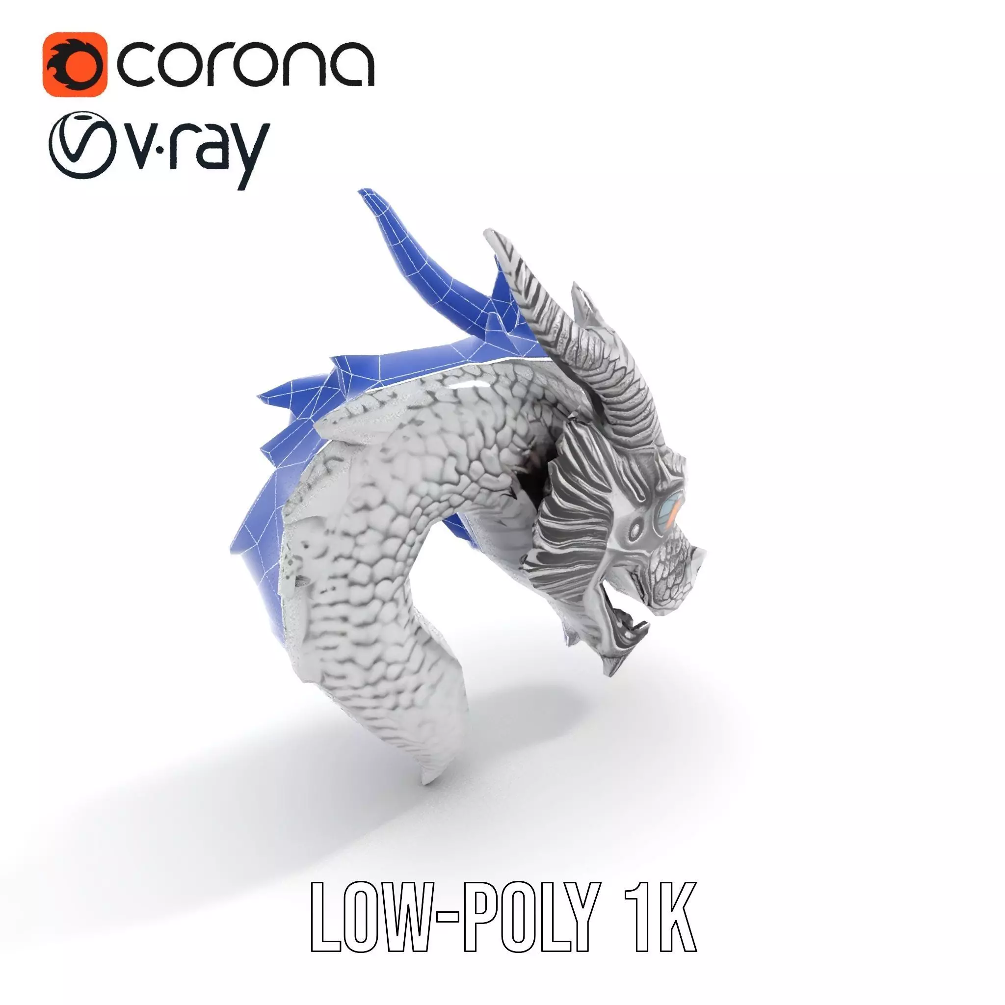 Silver Dragon Sculpt model pack Low-poly 3D model_22
