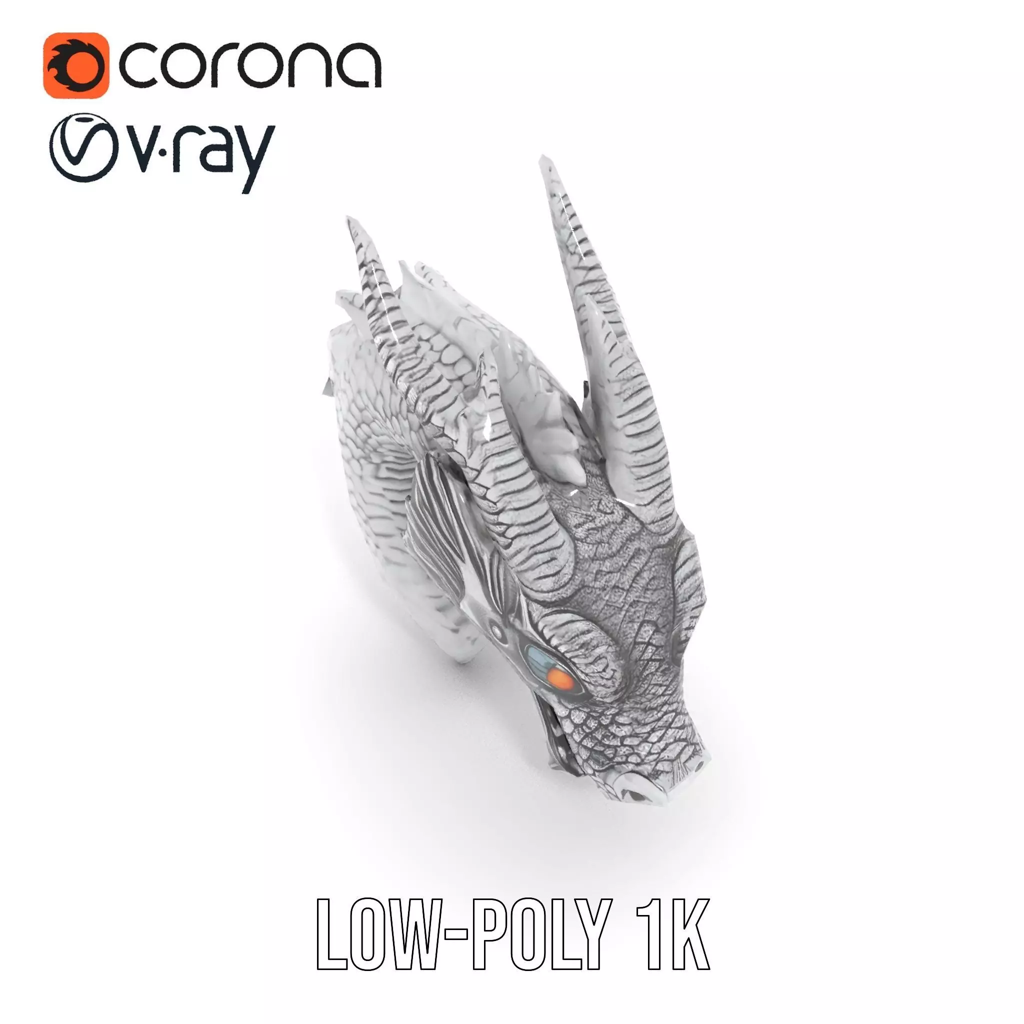 Silver Dragon Sculpt model pack Low-poly 3D model_17