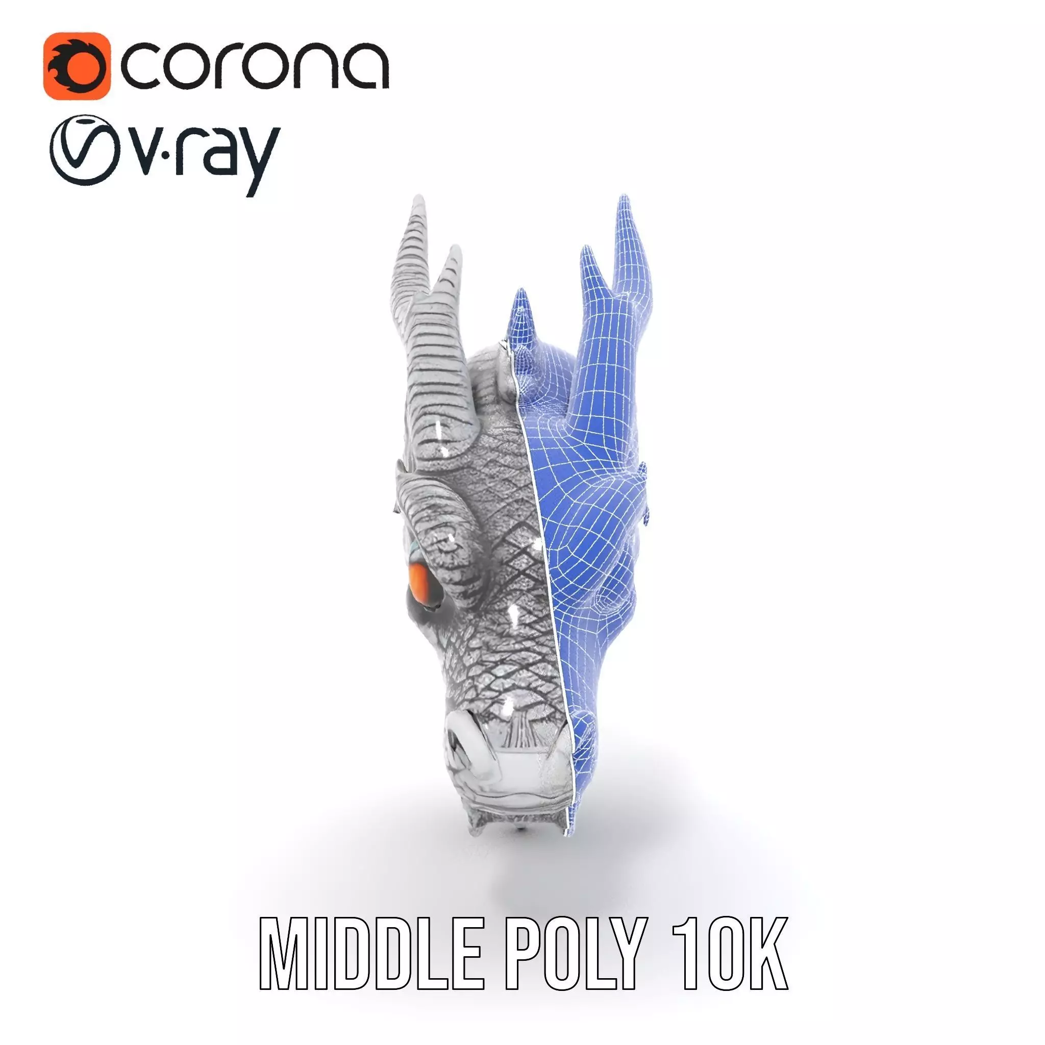 Silver Dragon Sculpt model pack Low-poly 3D model_30