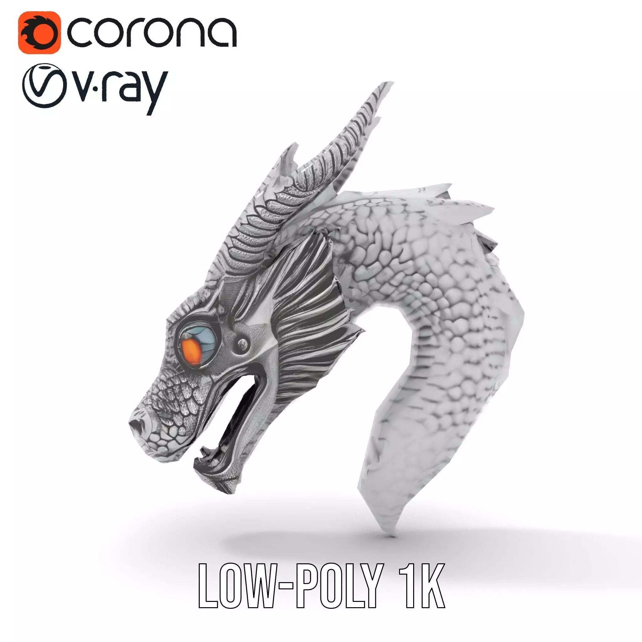 Silver Dragon Sculpt model pack Low-poly 3D model_13