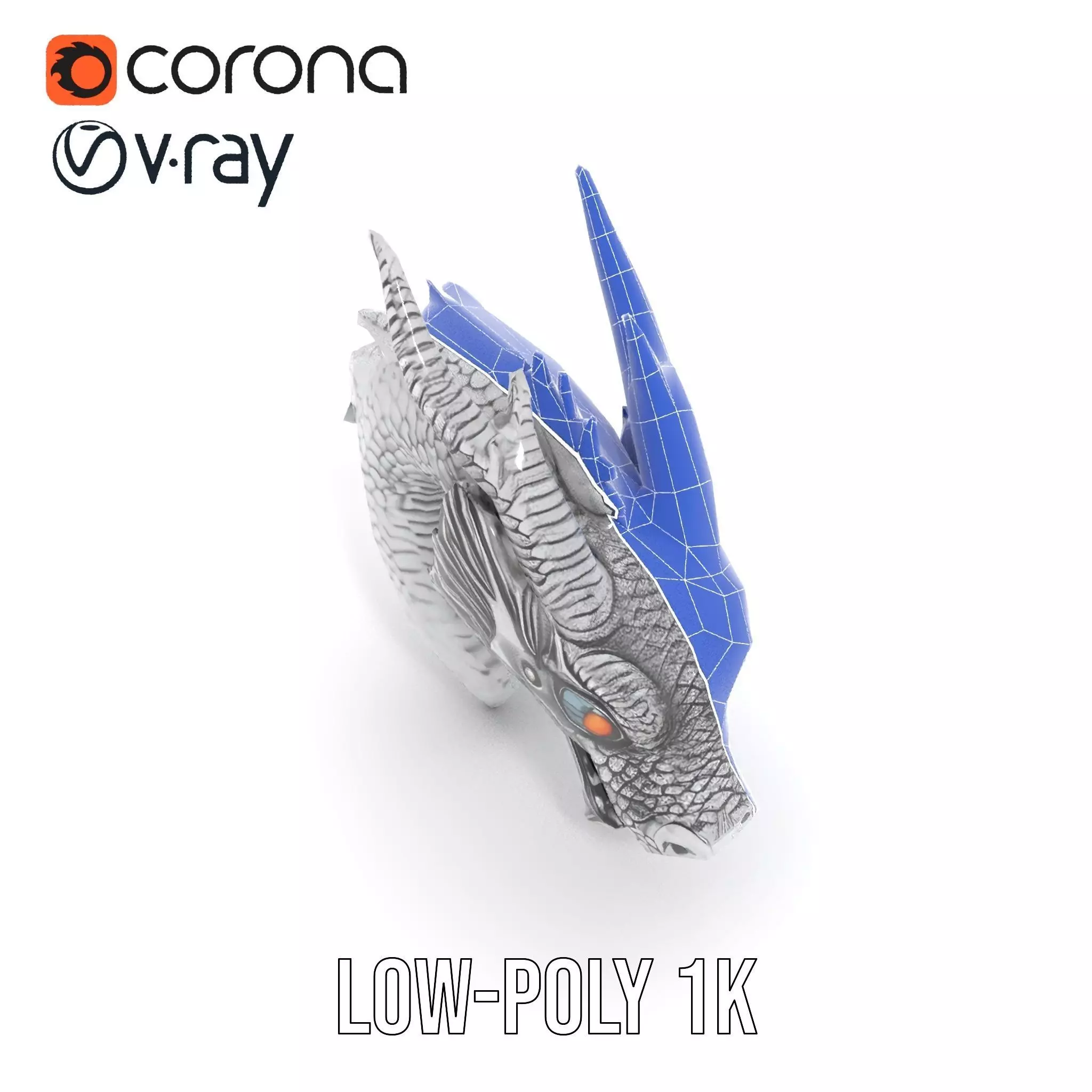 Silver Dragon Sculpt model pack Low-poly 3D model_10