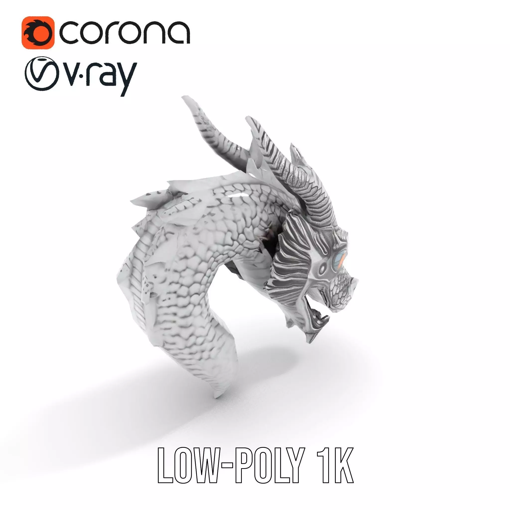 Silver Dragon Sculpt model pack Low-poly 3D model_25