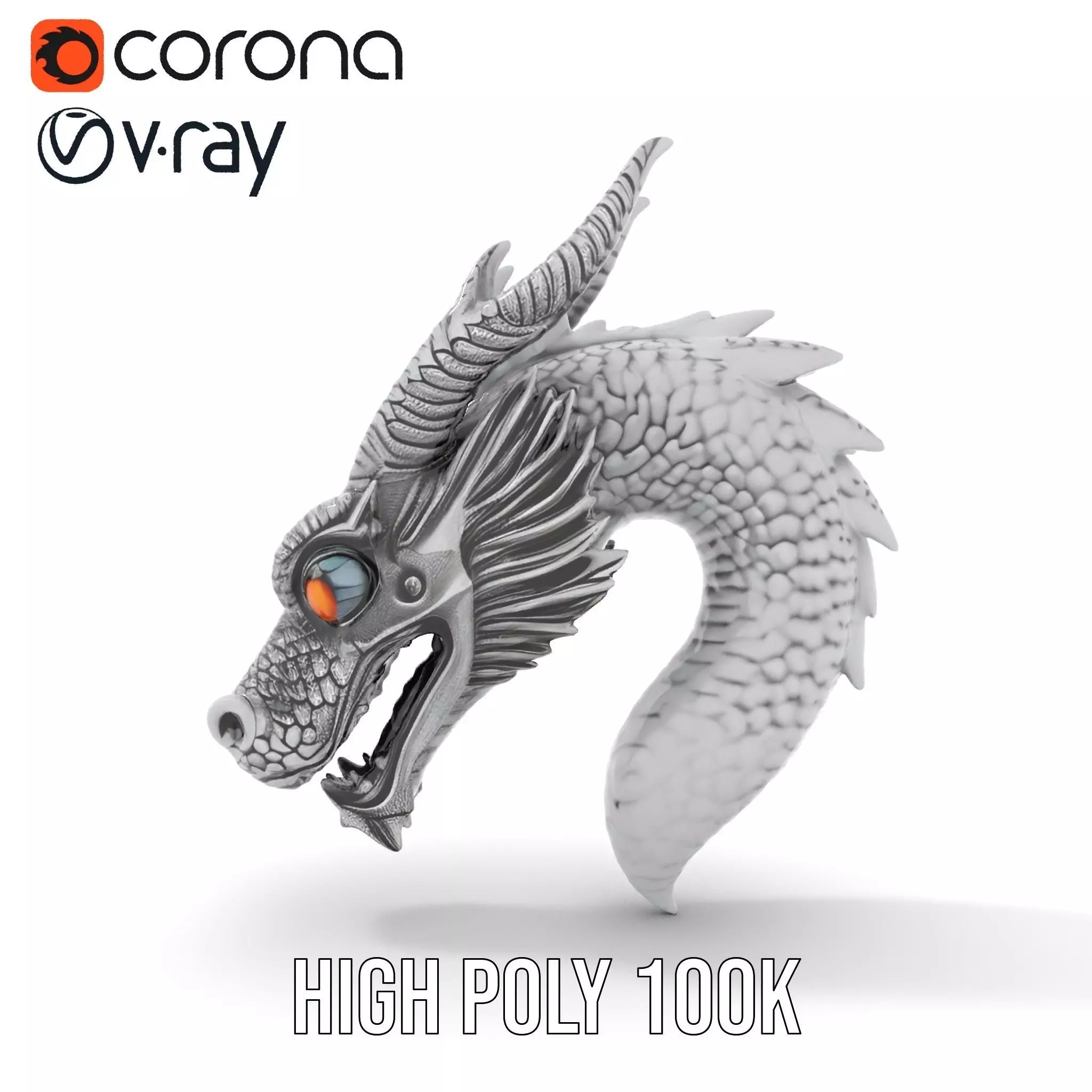 Silver Dragon Sculpt model pack Low-poly 3D model_33