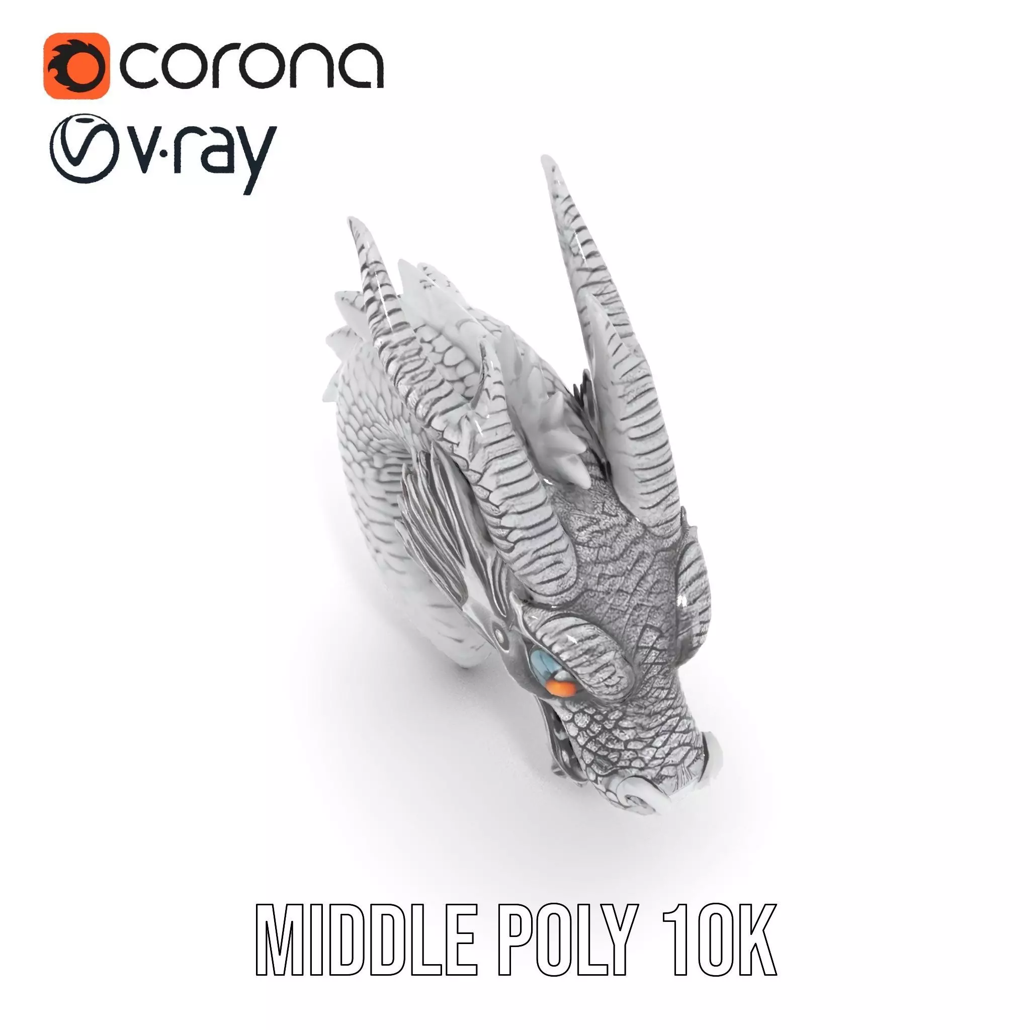 Silver Dragon Sculpt model pack Low-poly 3D model_7