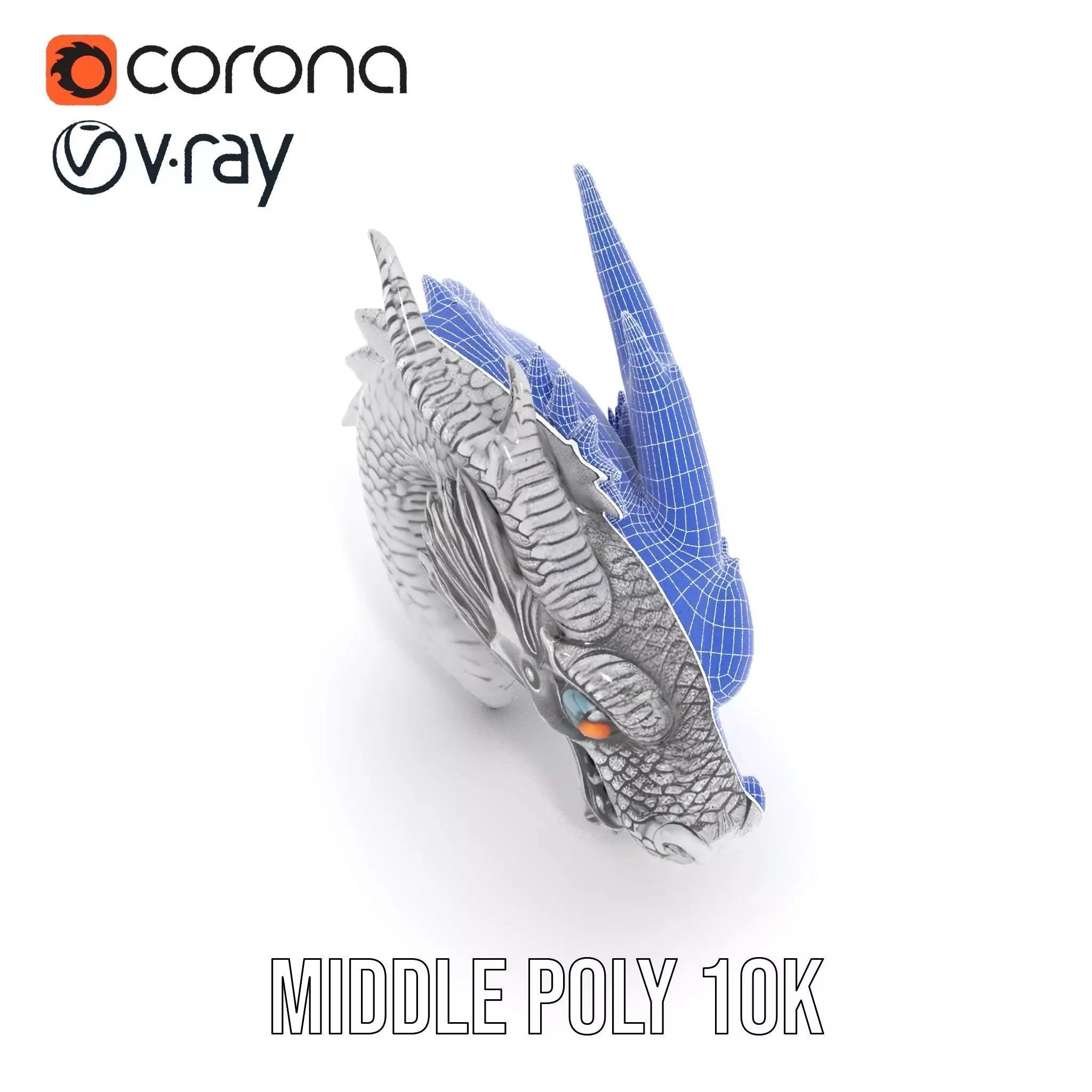 Silver Dragon Sculpt model pack Low-poly 3D model_27