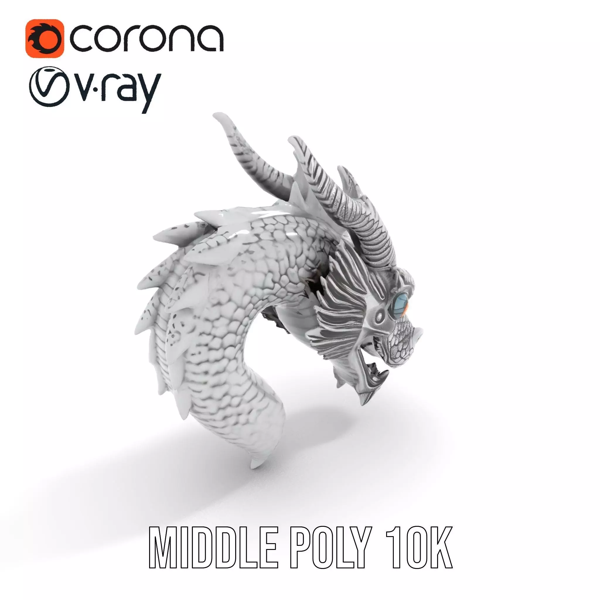 Silver Dragon Sculpt model pack Low-poly 3D model_6