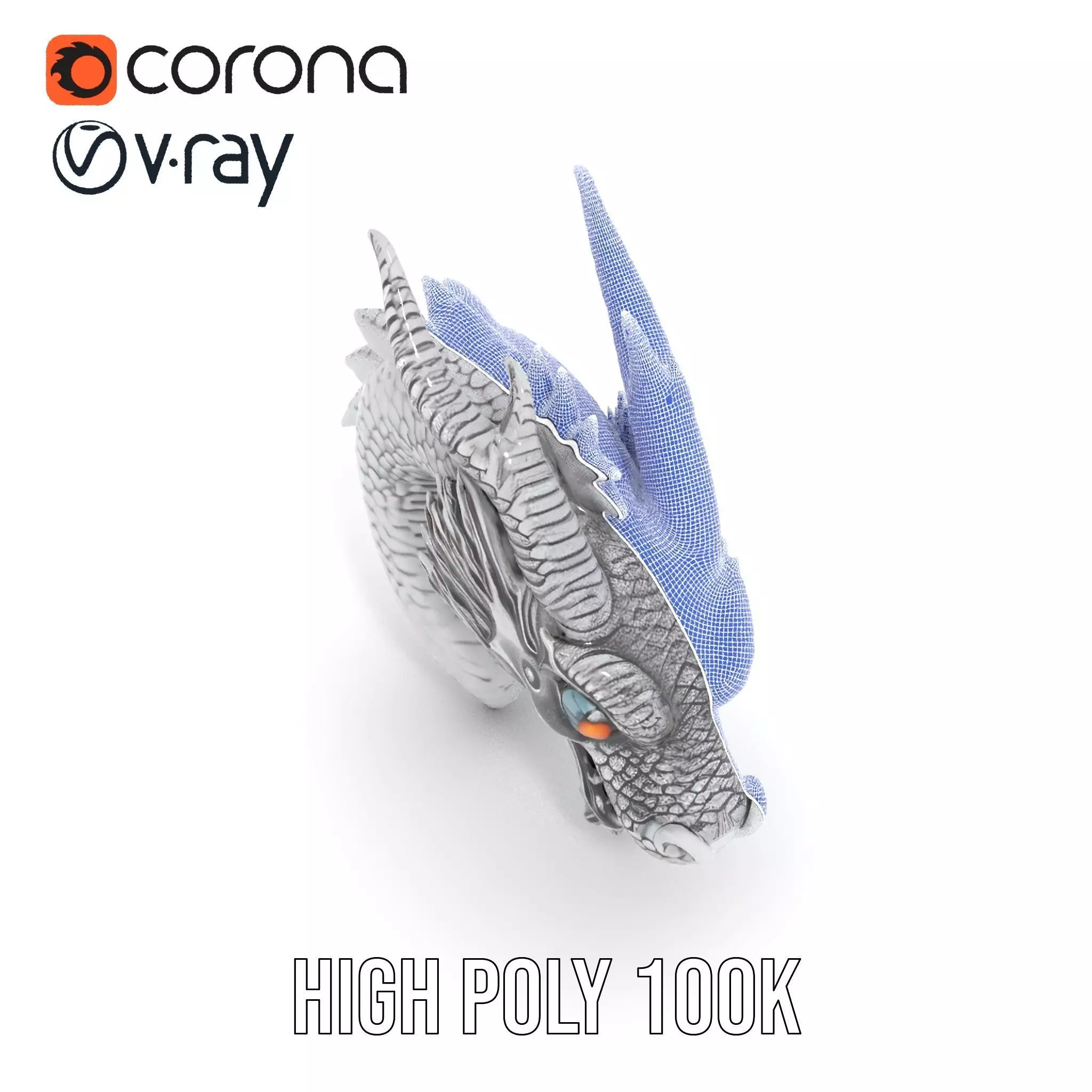 Silver Dragon Sculpt model pack Low-poly 3D model_29