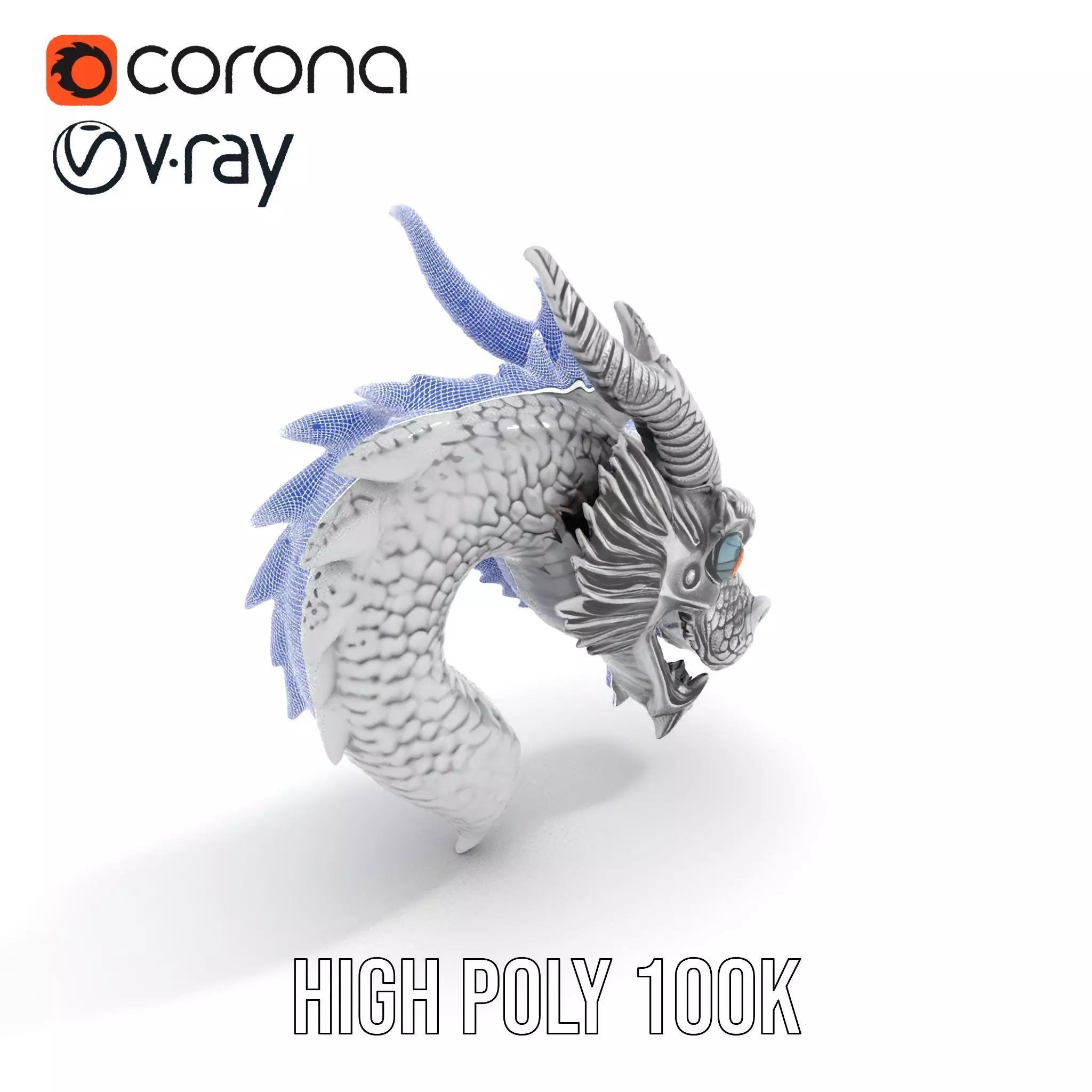 Silver Dragon Sculpt model pack Low-poly 3D model_23