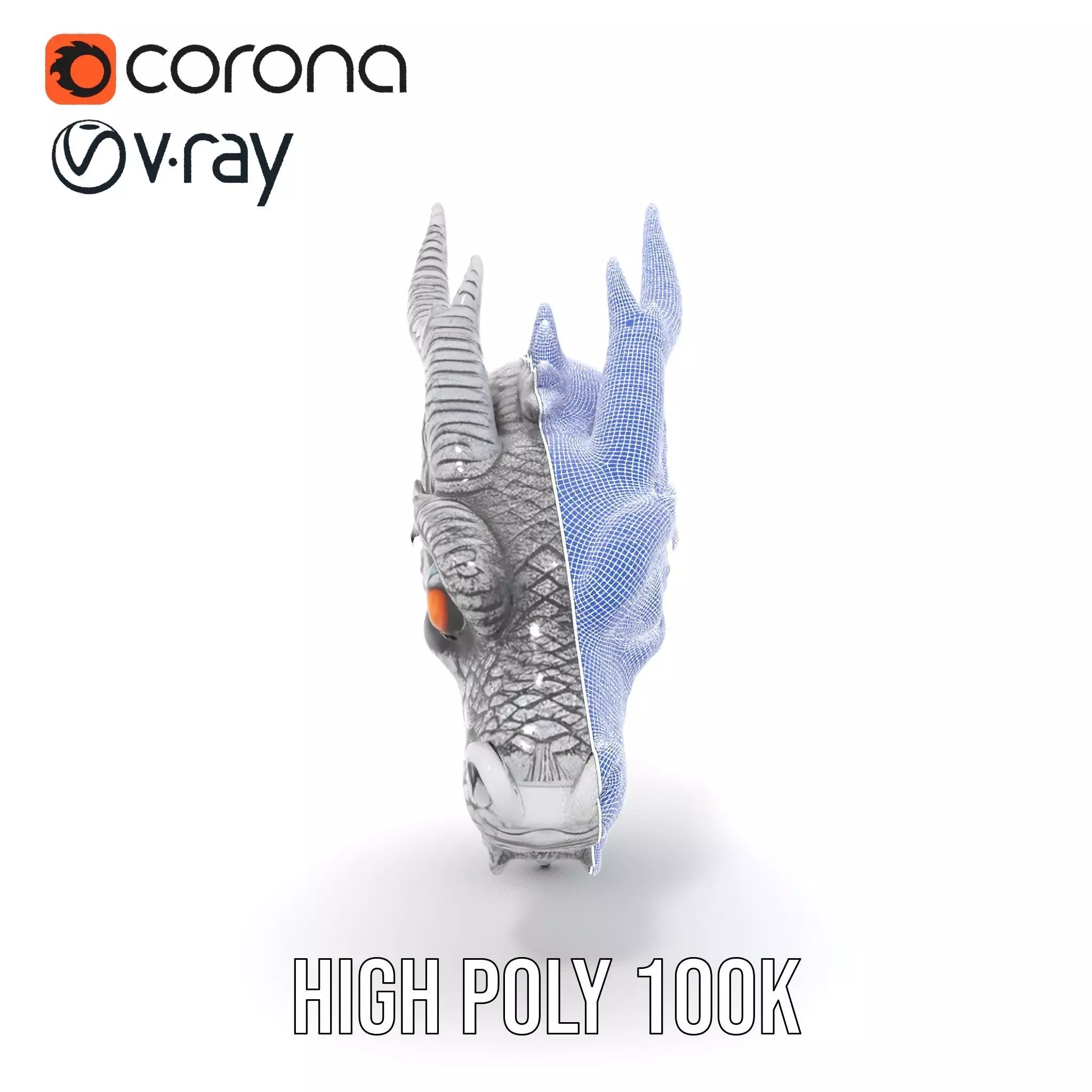 Silver Dragon Sculpt model pack Low-poly 3D model_35
