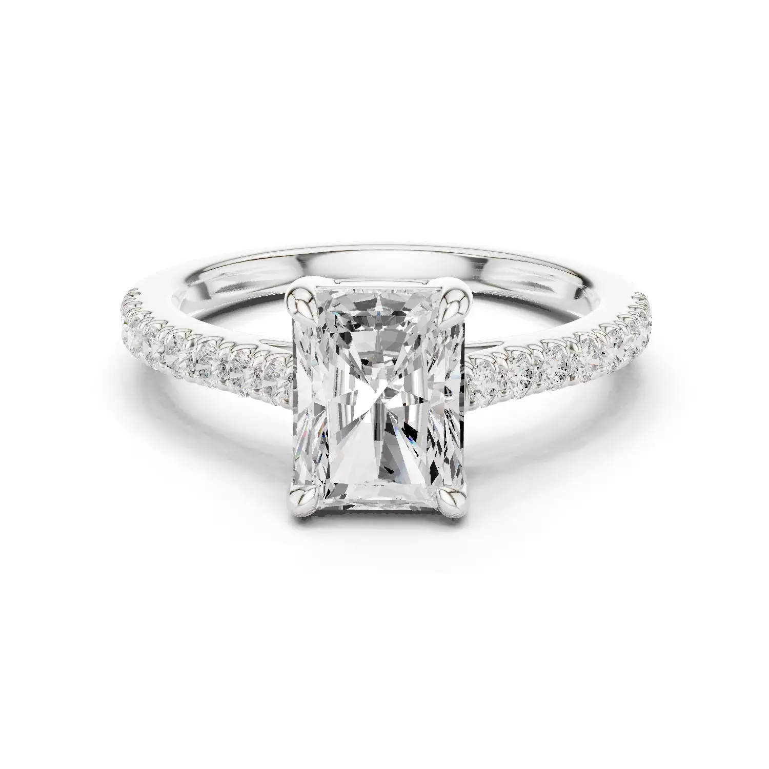 2CT Radiant Cut Diamond Engagement Wedding Ring 3DM STL Video 3D print model_14