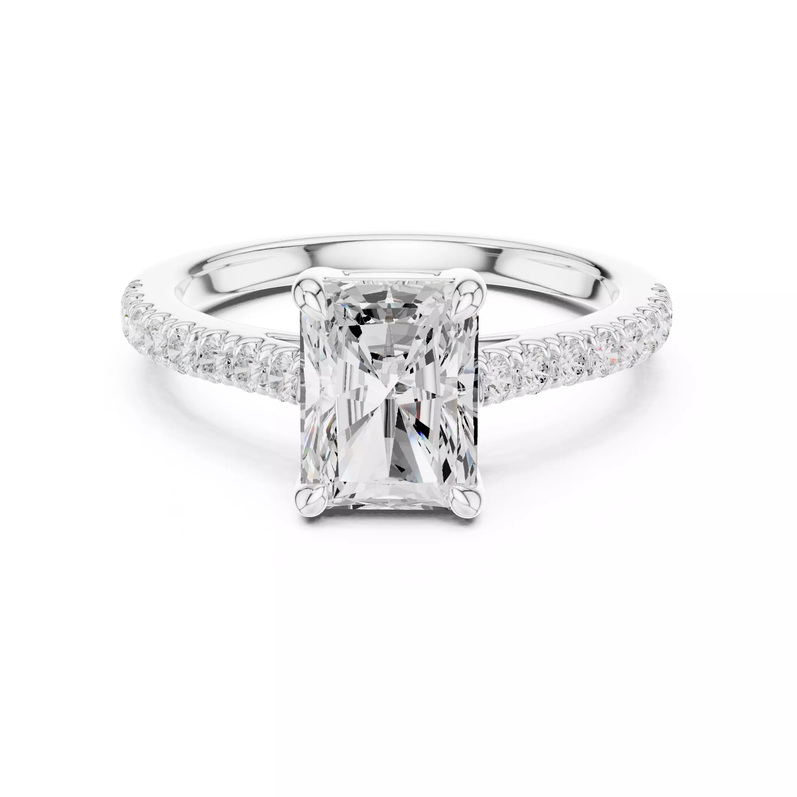 2CT Radiant Cut Diamond Engagement Wedding Ring 3DM STL Video 3D print model_2