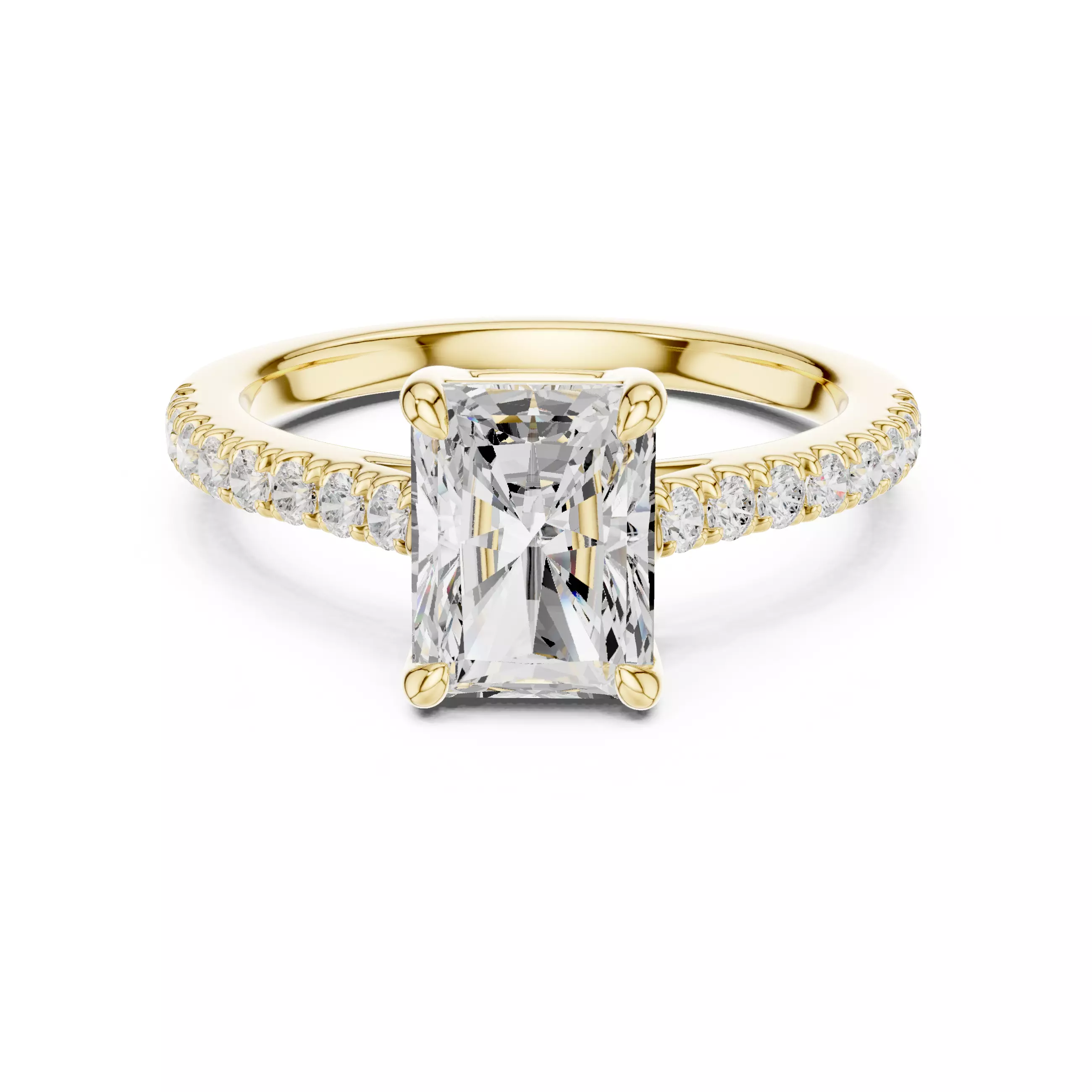 2CT Radiant Cut Diamond Engagement Wedding Ring 3DM STL Video 3D print model_1