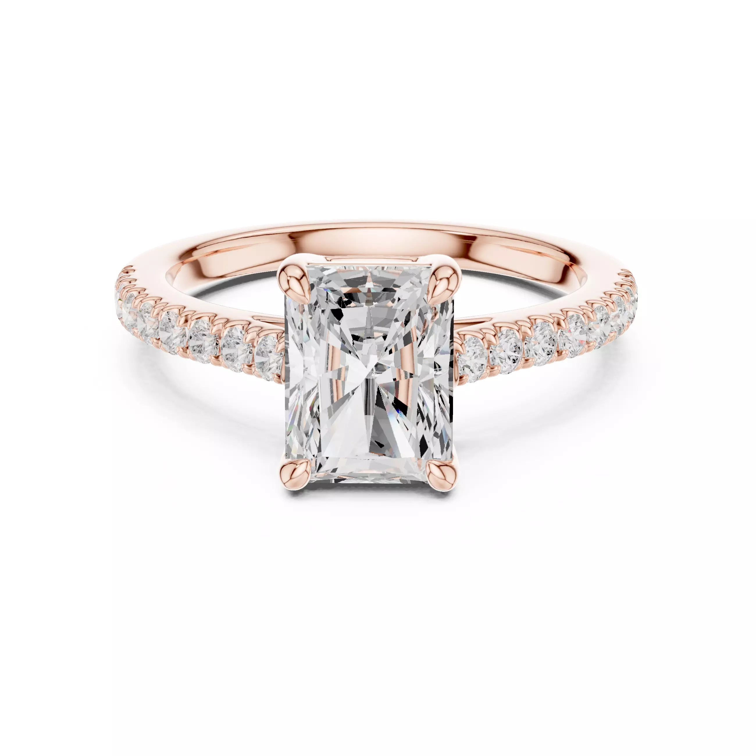 2CT Radiant Cut Diamond Engagement Wedding Ring 3DM STL Video 3D print model_0