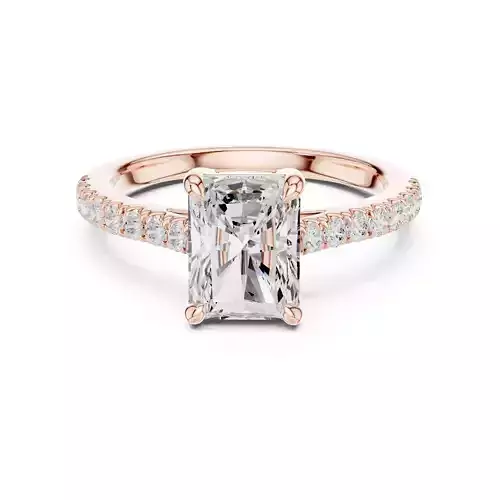2CT Radiant Cut Diamond Engagement Wedding Ring 3DM STL Video 3D print model