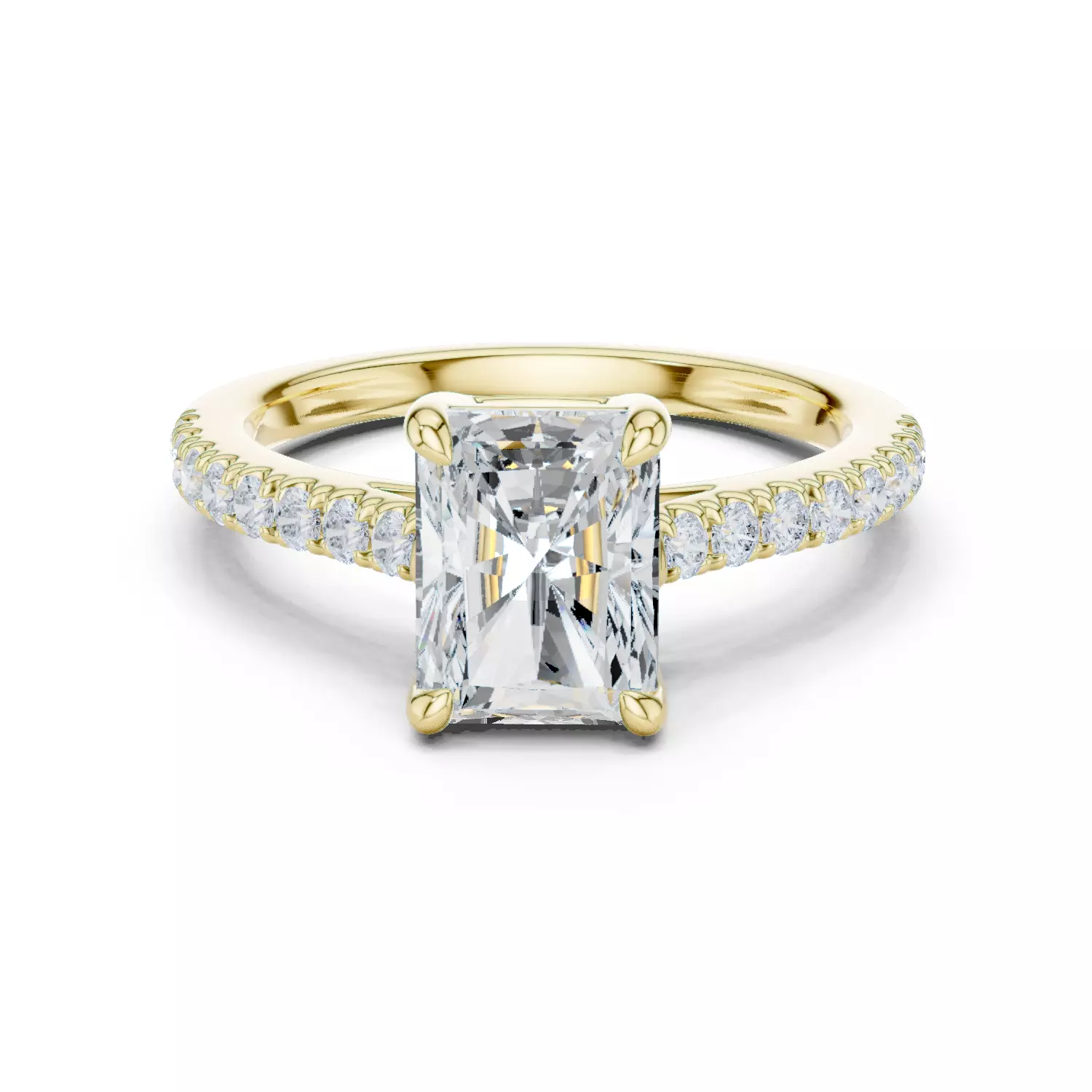 2CT Radiant Cut Diamond Engagement Wedding Ring 3DM STL Video 3D print model_13