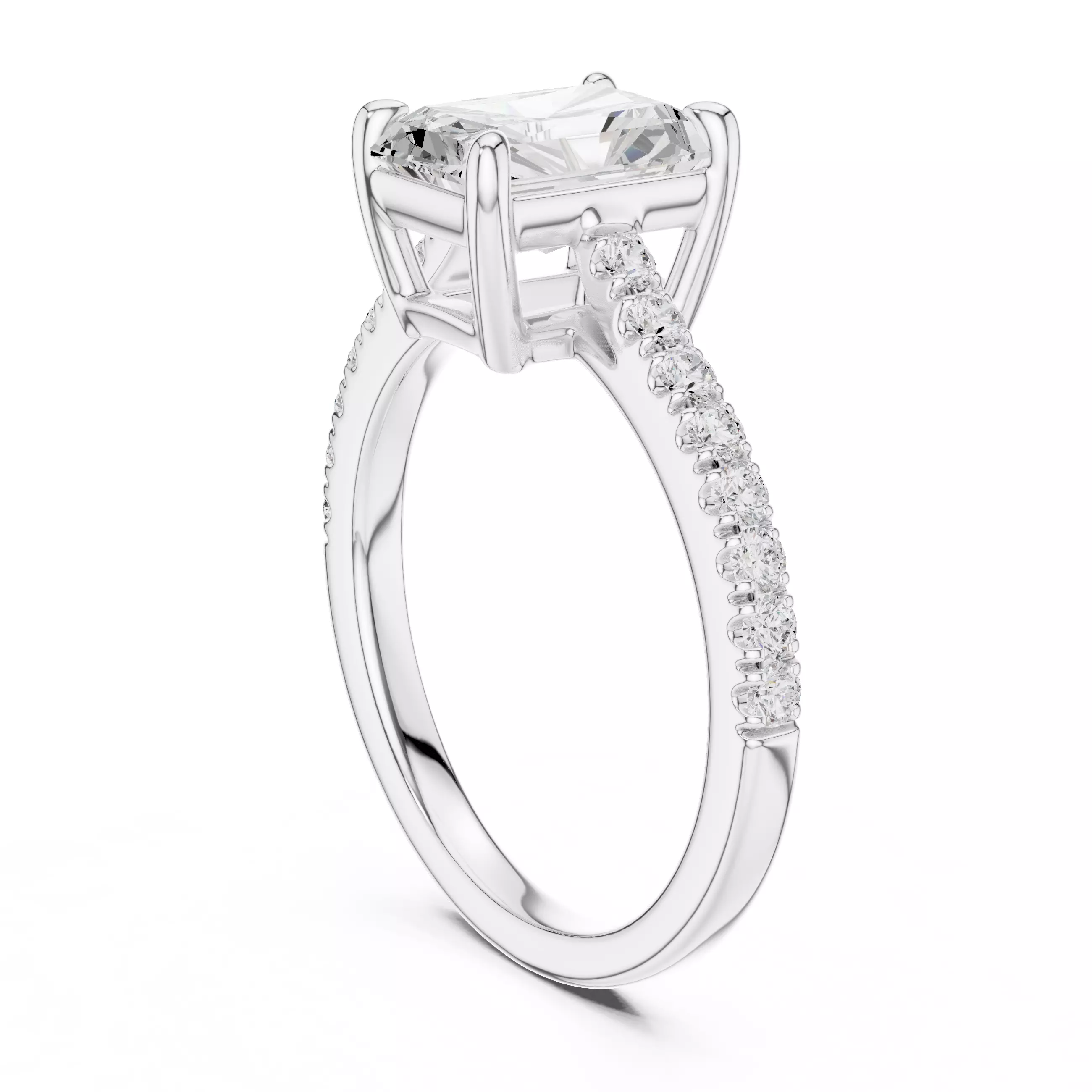 2CT Radiant Cut Diamond Engagement Wedding Ring 3DM STL Video 3D print model_9