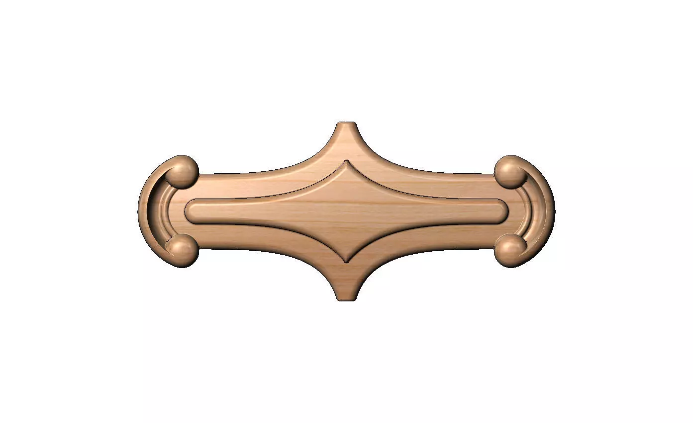 Scroll sides tag arc applique wood carving rosette relief 3D print model_9