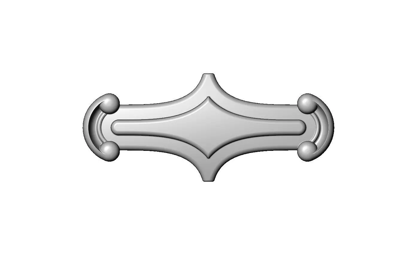 Scroll sides tag arc applique wood carving rosette relief 3D print model_1