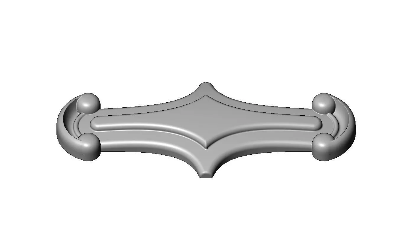 Scroll sides tag arc applique wood carving rosette relief 3D print model_2