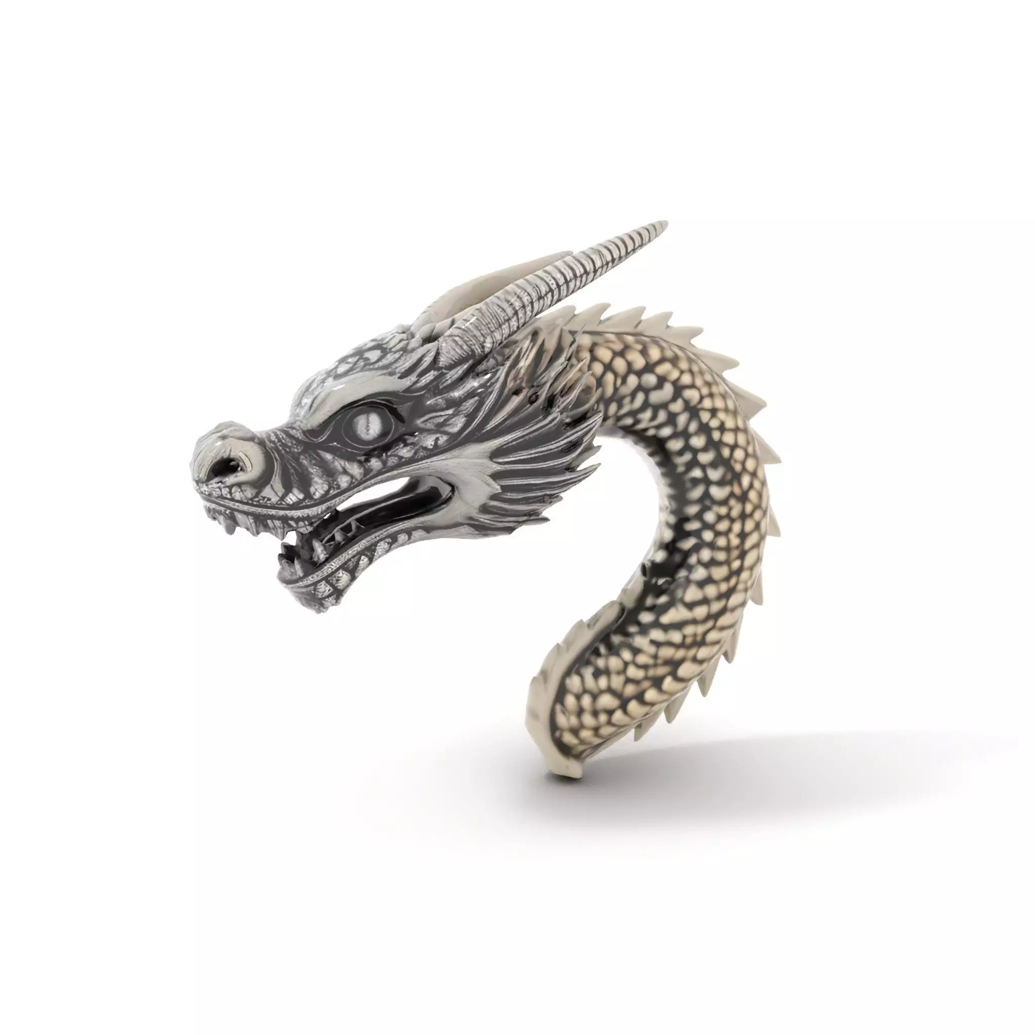 Silver Dragon Sculpture model pack Low-poly 3D model_6