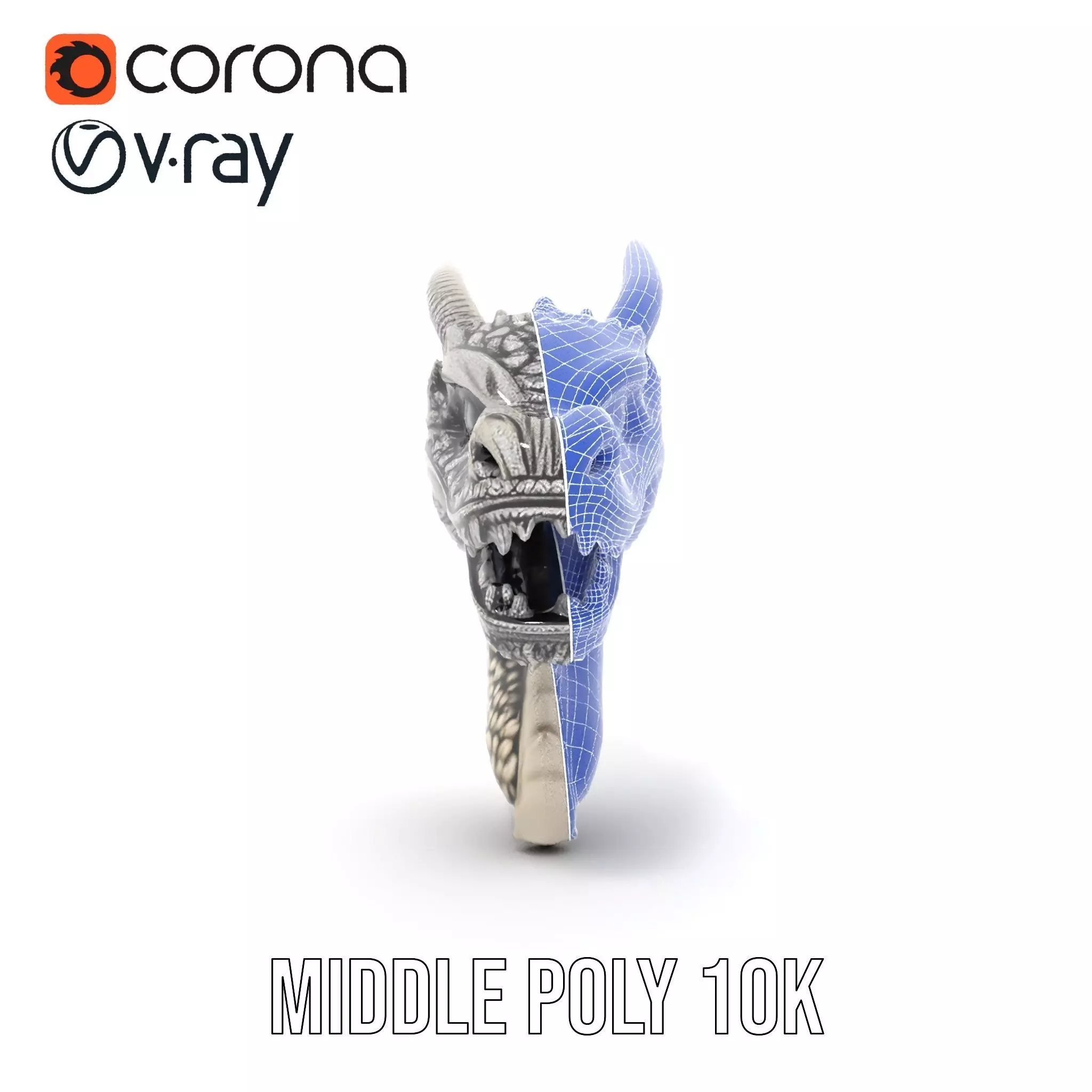 Silver Dragon Sculpture model pack Low-poly 3D model_25