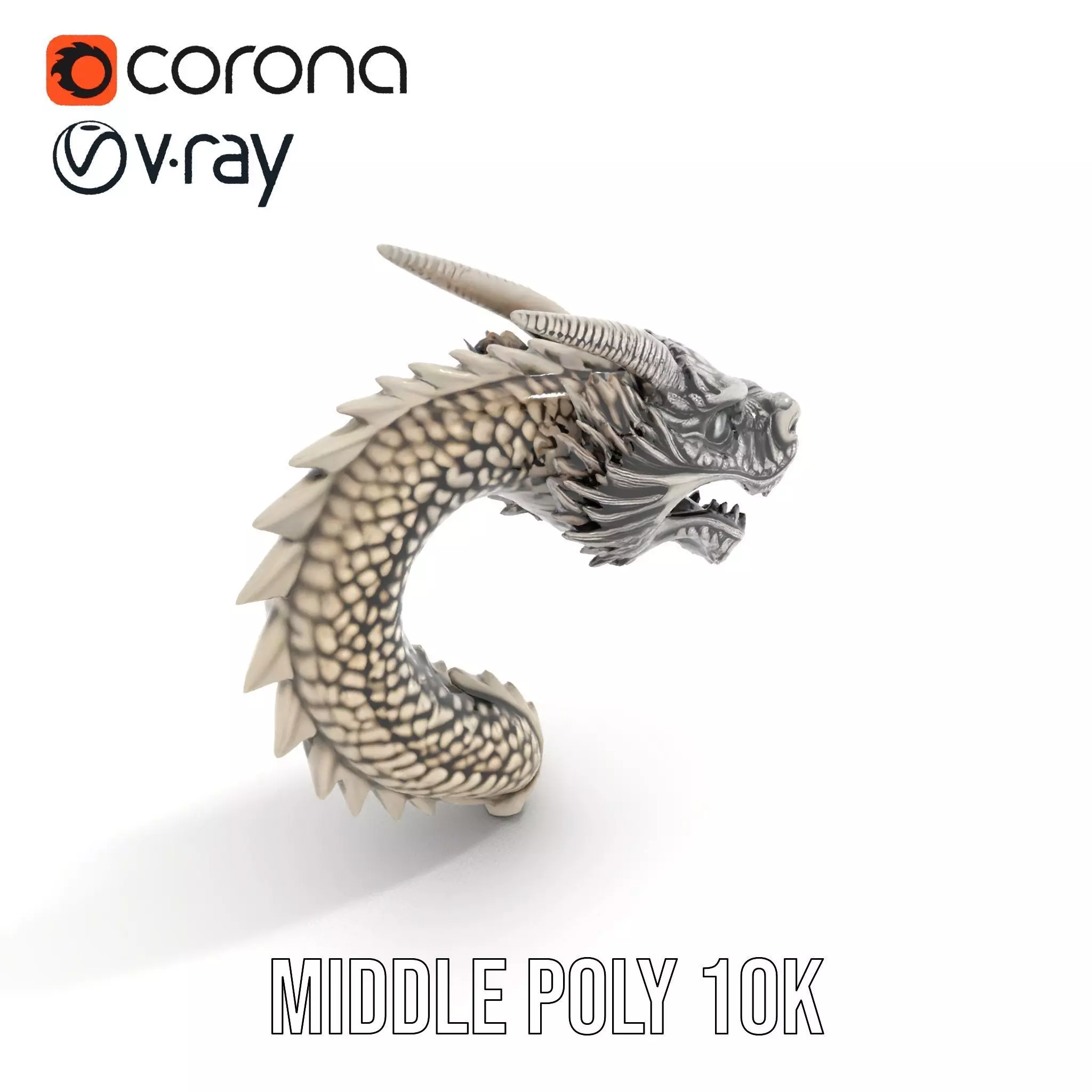Silver Dragon Sculpture model pack Low-poly 3D model_14