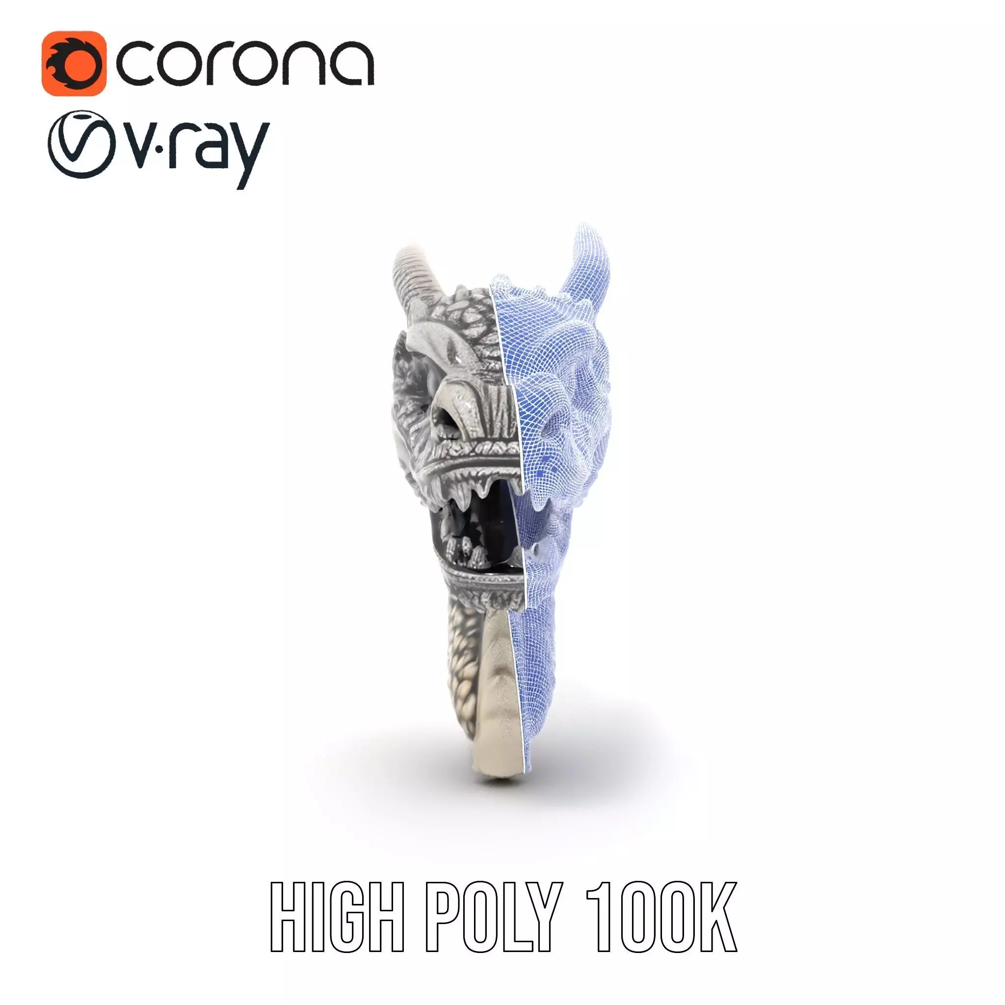 Silver Dragon Sculpture model pack Low-poly 3D model_34