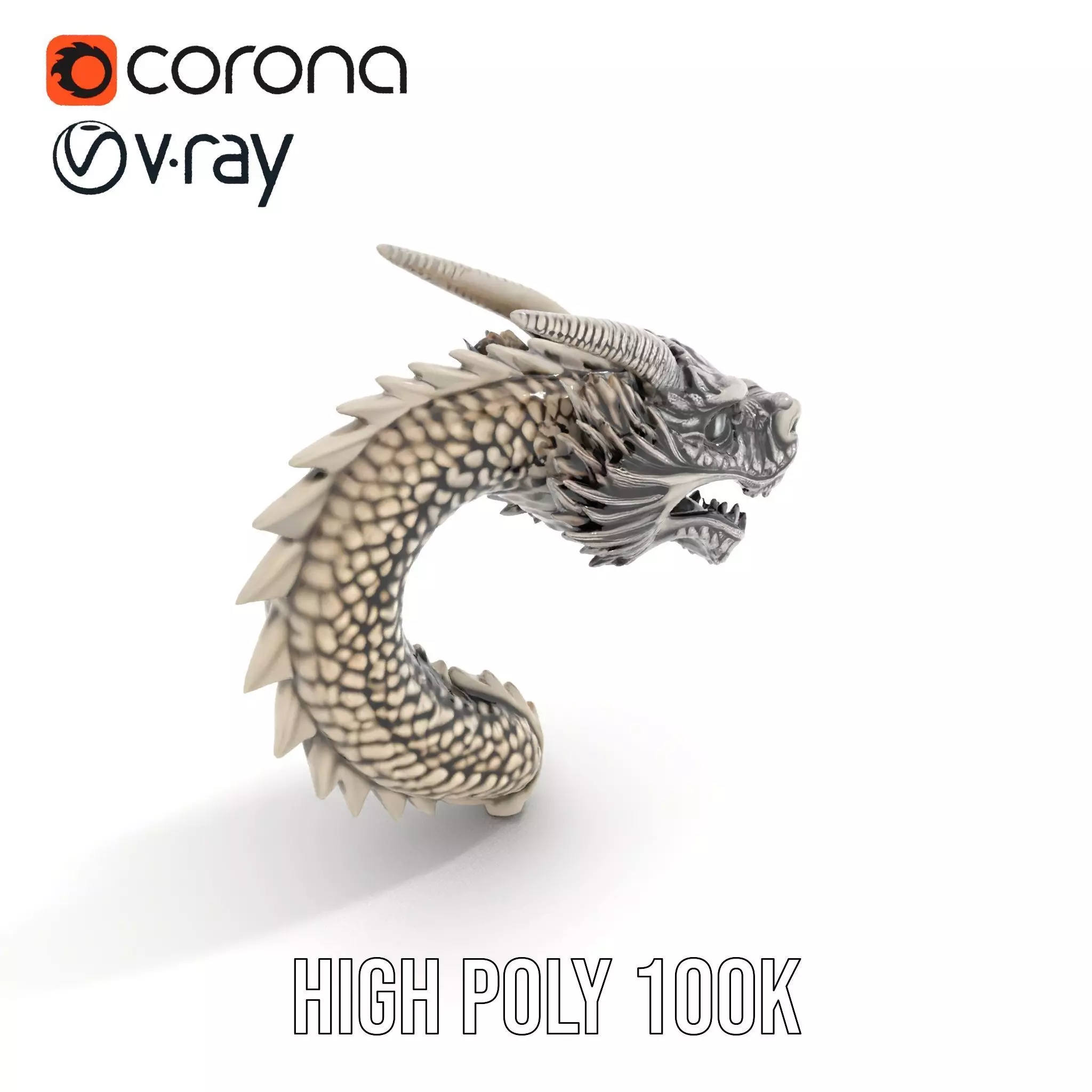 Silver Dragon Sculpture model pack Low-poly 3D model_16