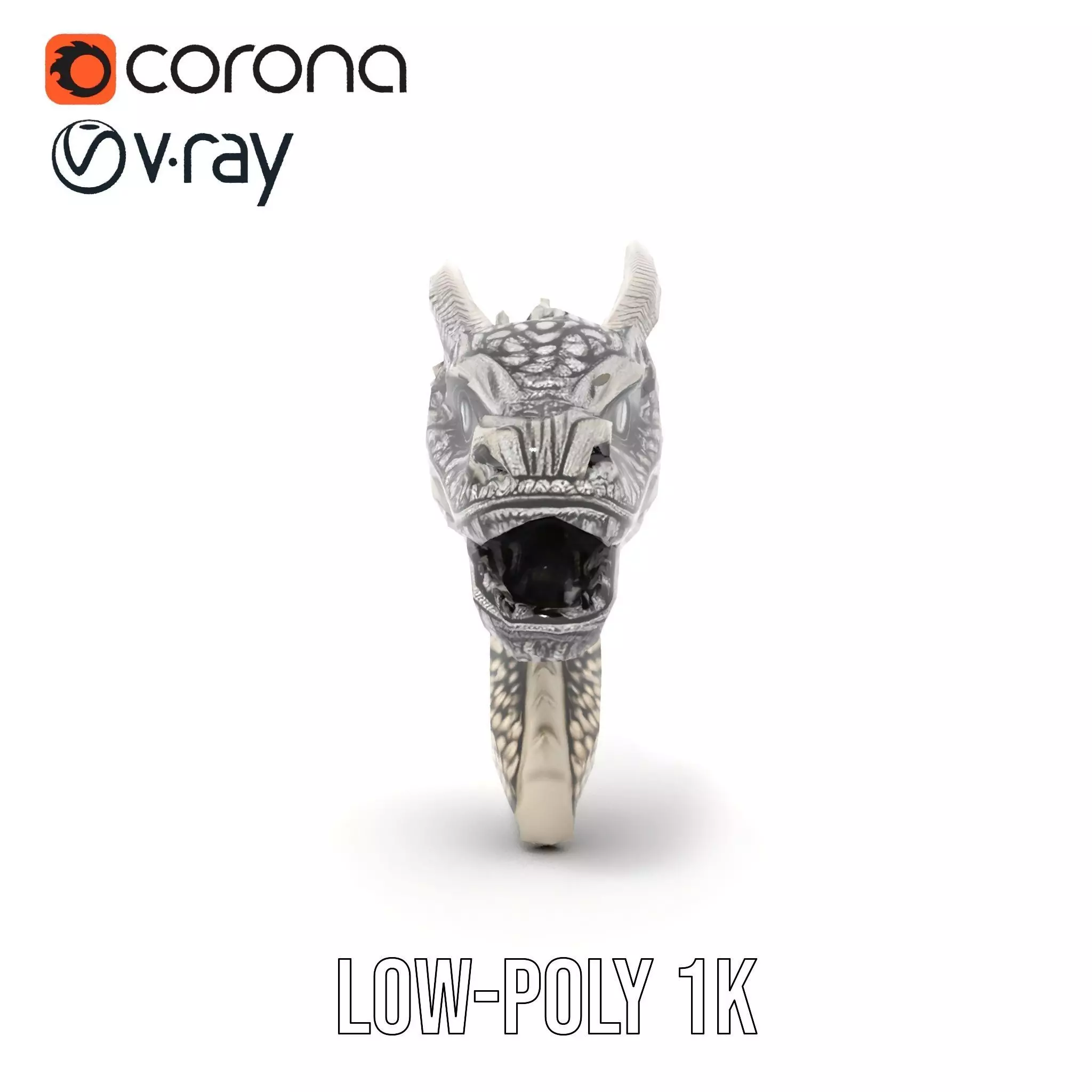 Silver Dragon Sculpture model pack Low-poly 3D model_23