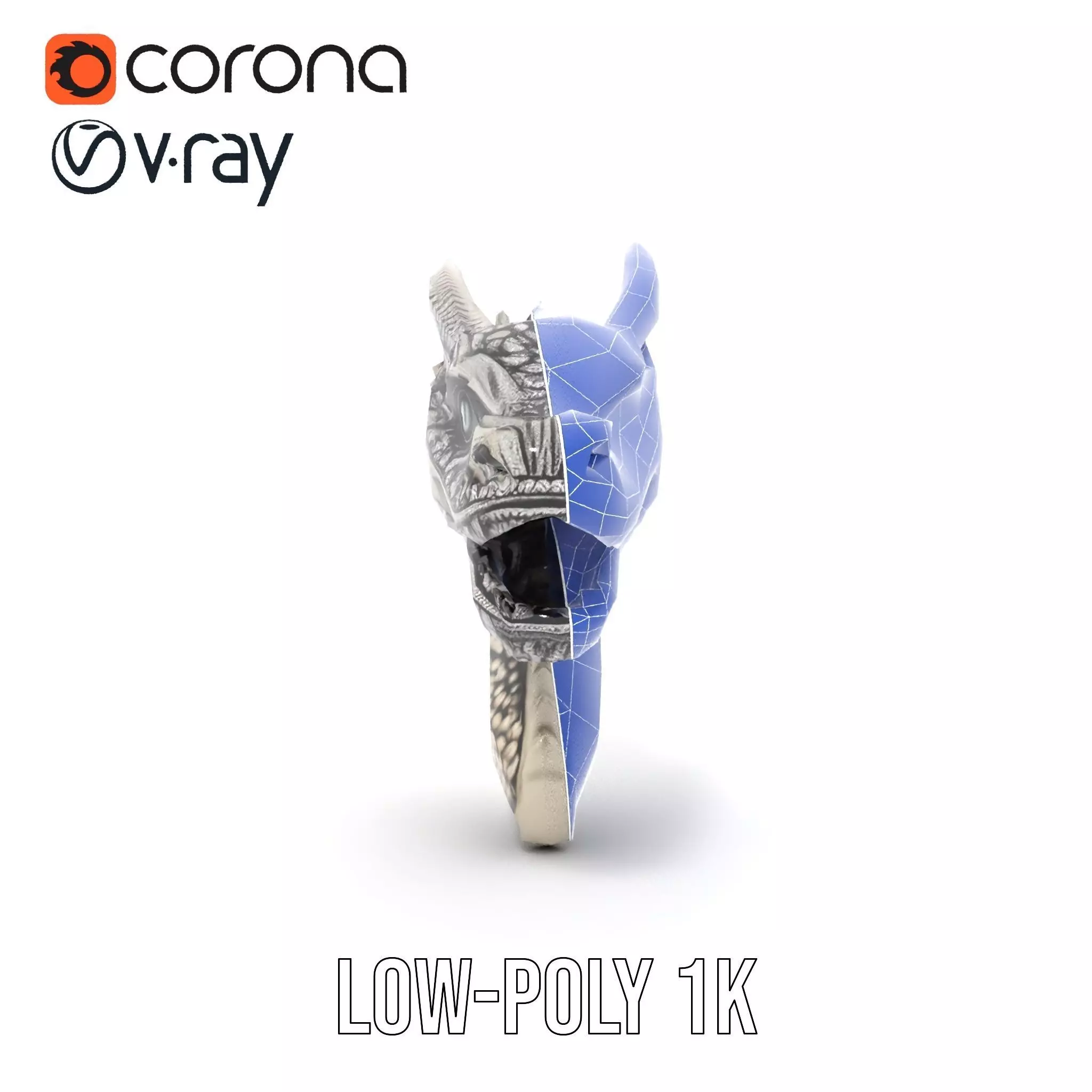 Silver Dragon Sculpture model pack Low-poly 3D model_32