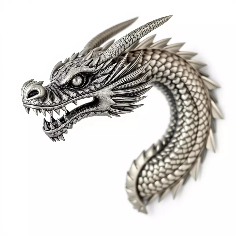 Silver Dragon Sculpture model pack Low-poly 3D model_3