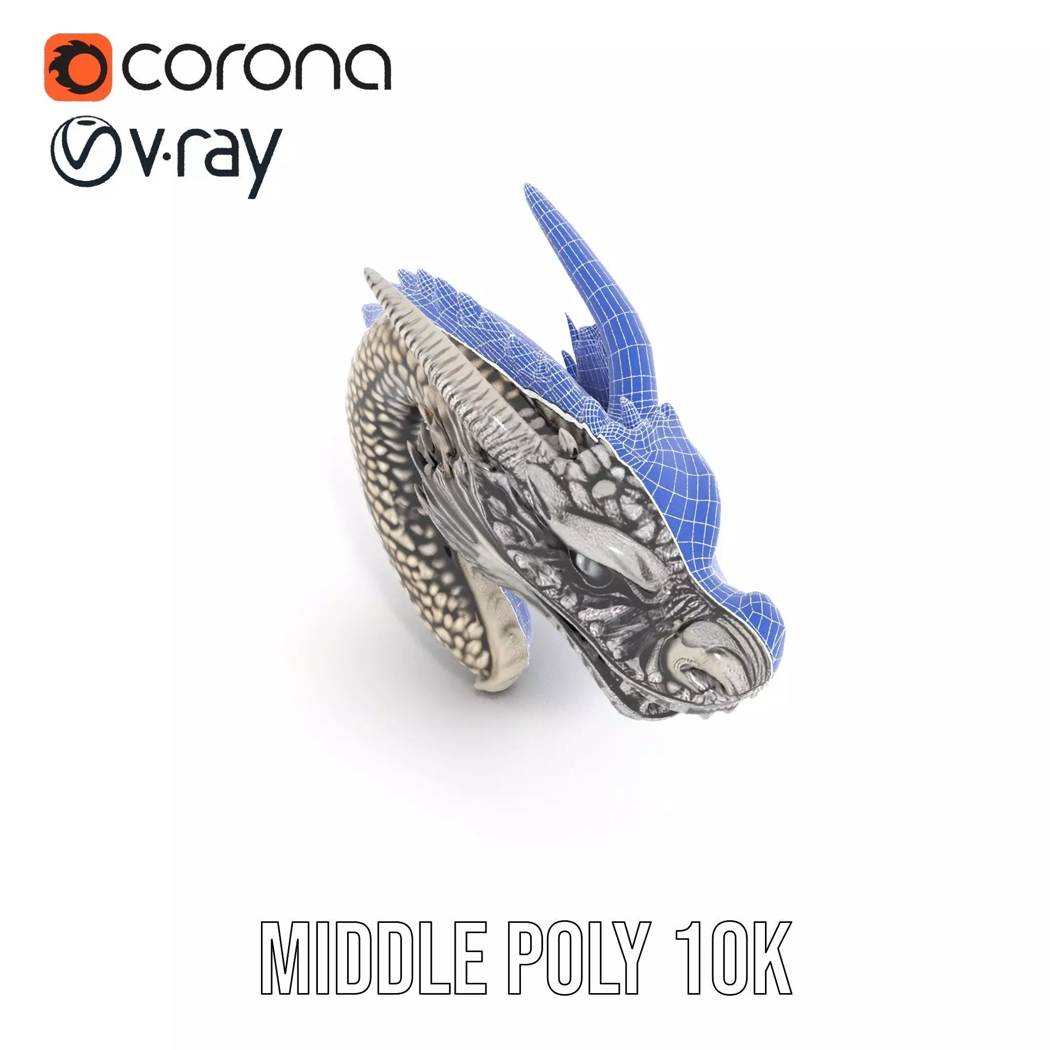 Silver Dragon Sculpture model pack Low-poly 3D model_31