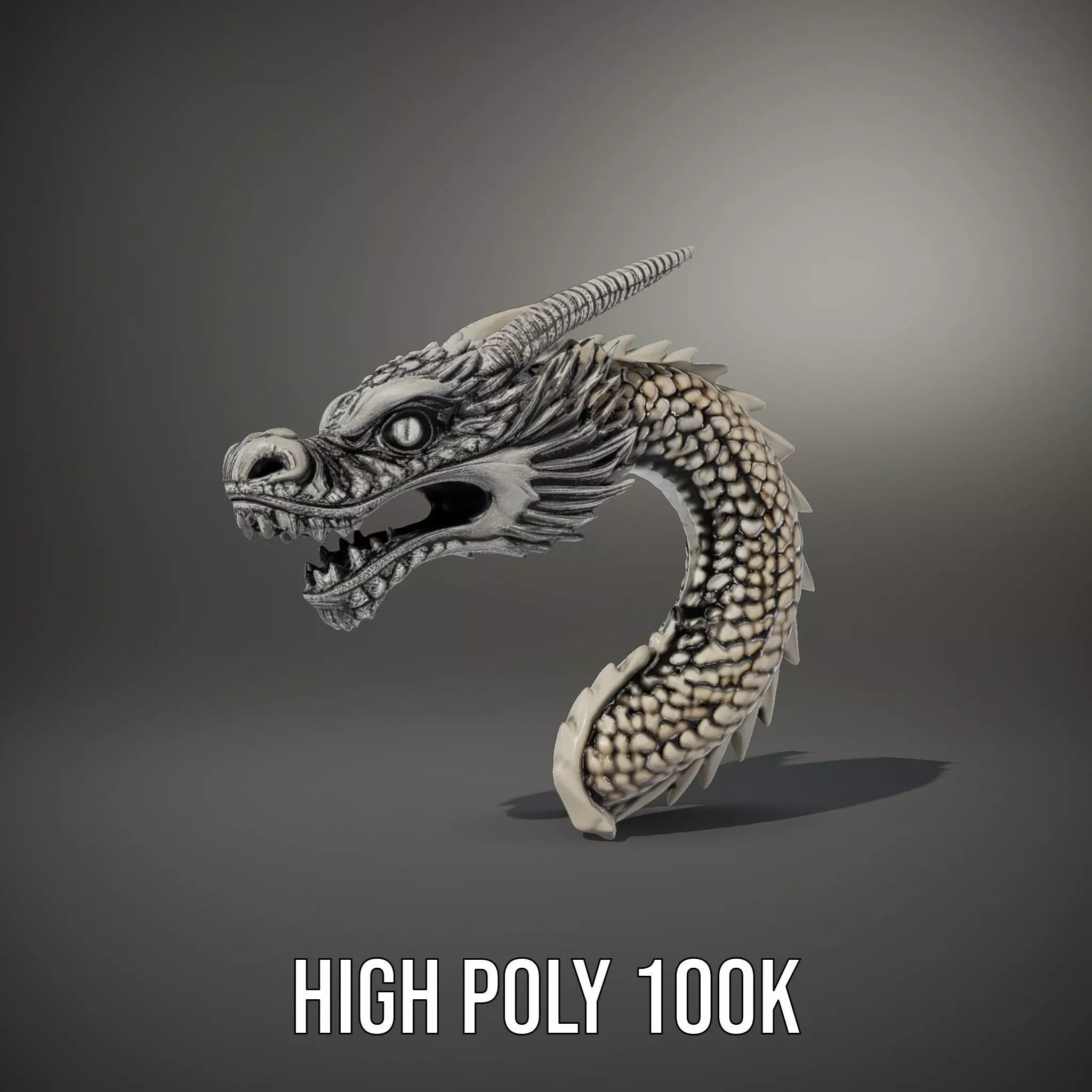 Silver Dragon Sculpture model pack Low-poly 3D model_9