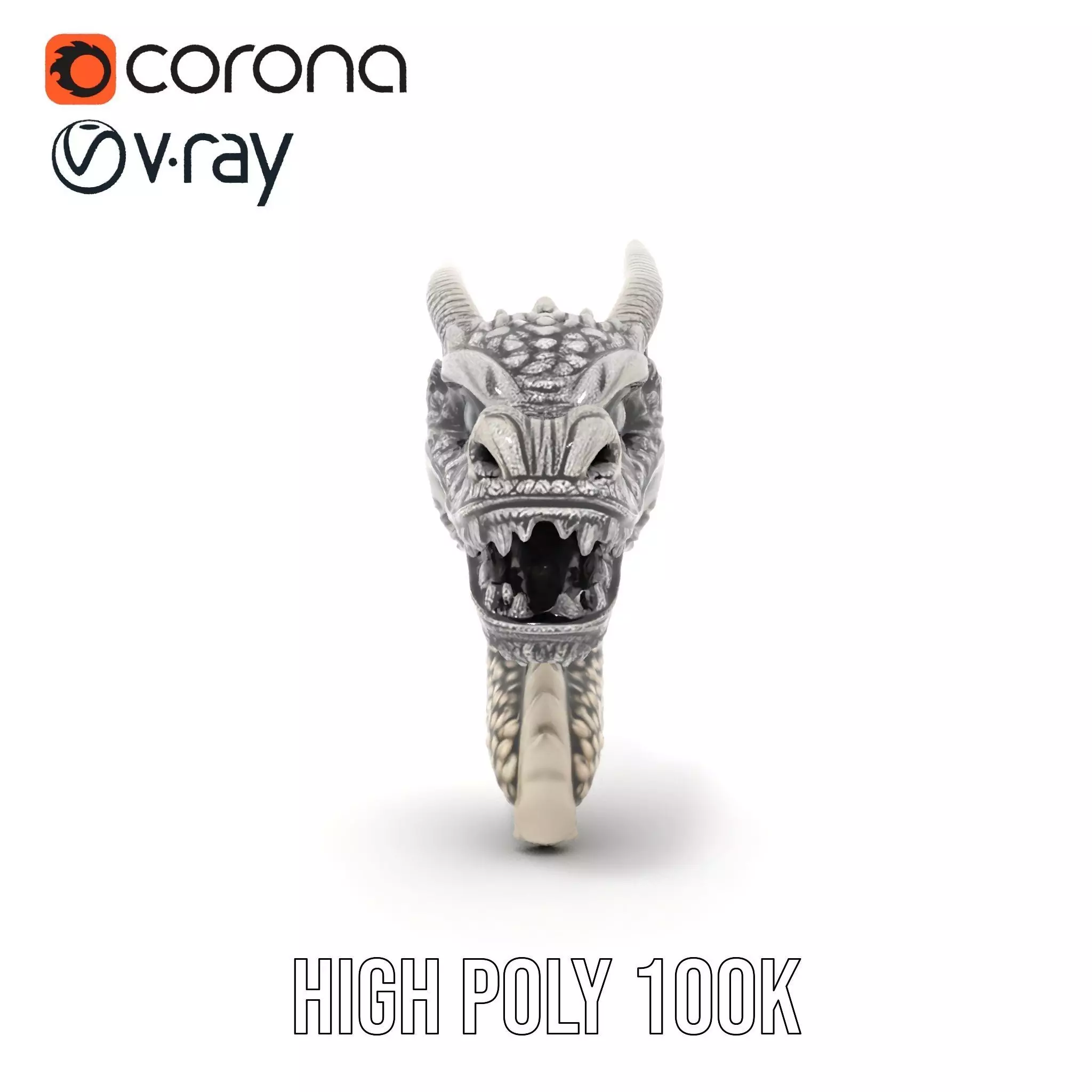 Silver Dragon Sculpture model pack Low-poly 3D model_30