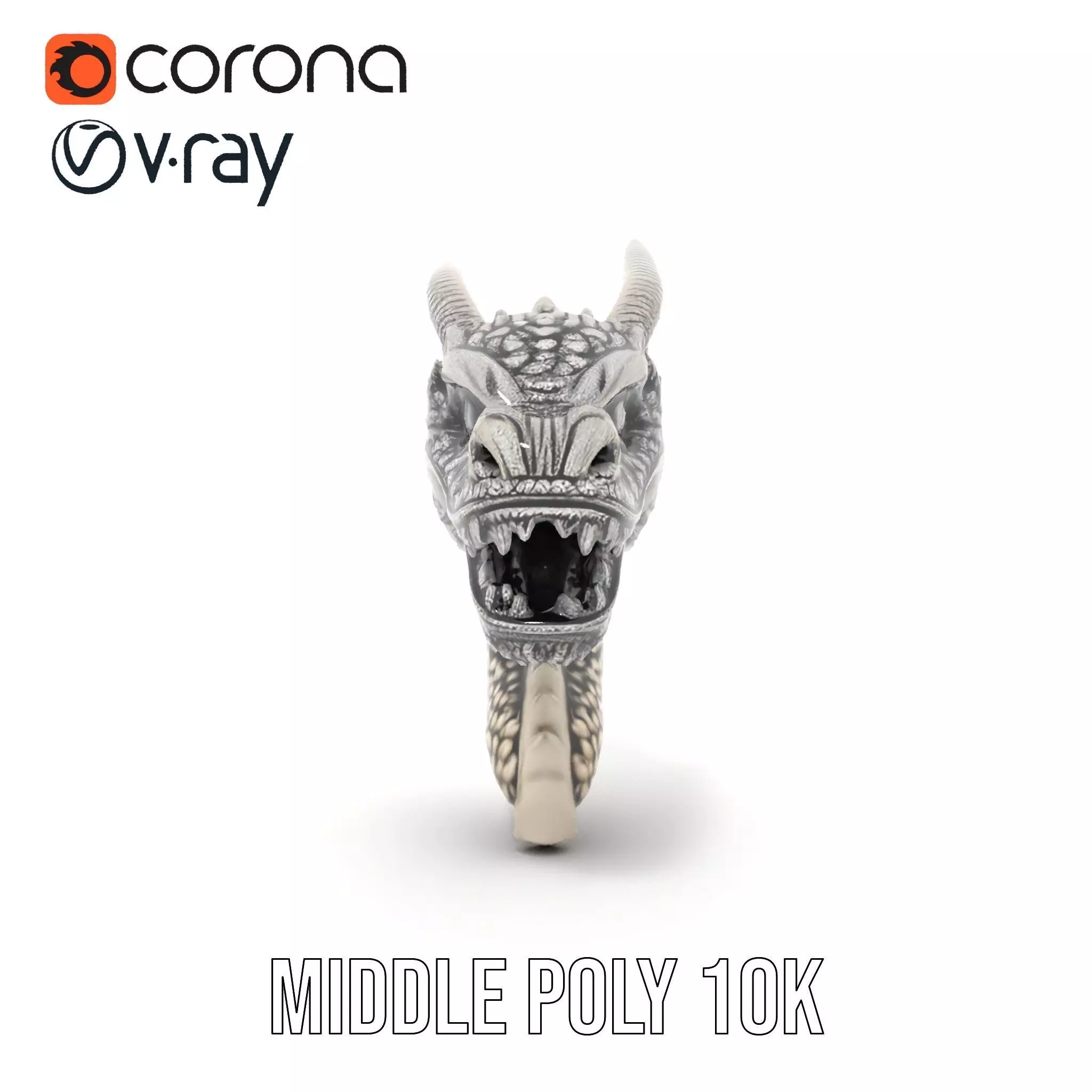 Silver Dragon Sculpture model pack Low-poly 3D model_17