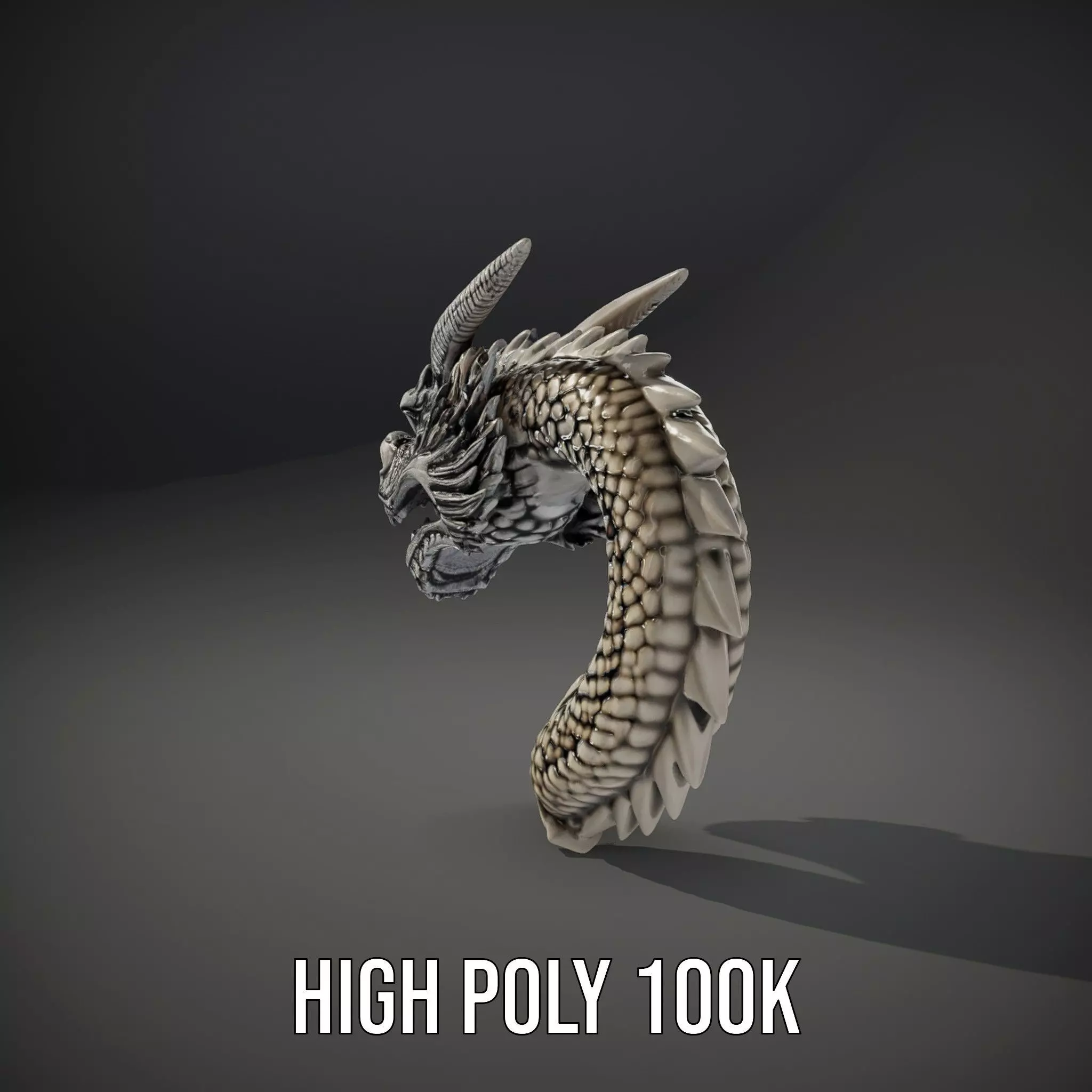 Silver Dragon Sculpture model pack Low-poly 3D model_11