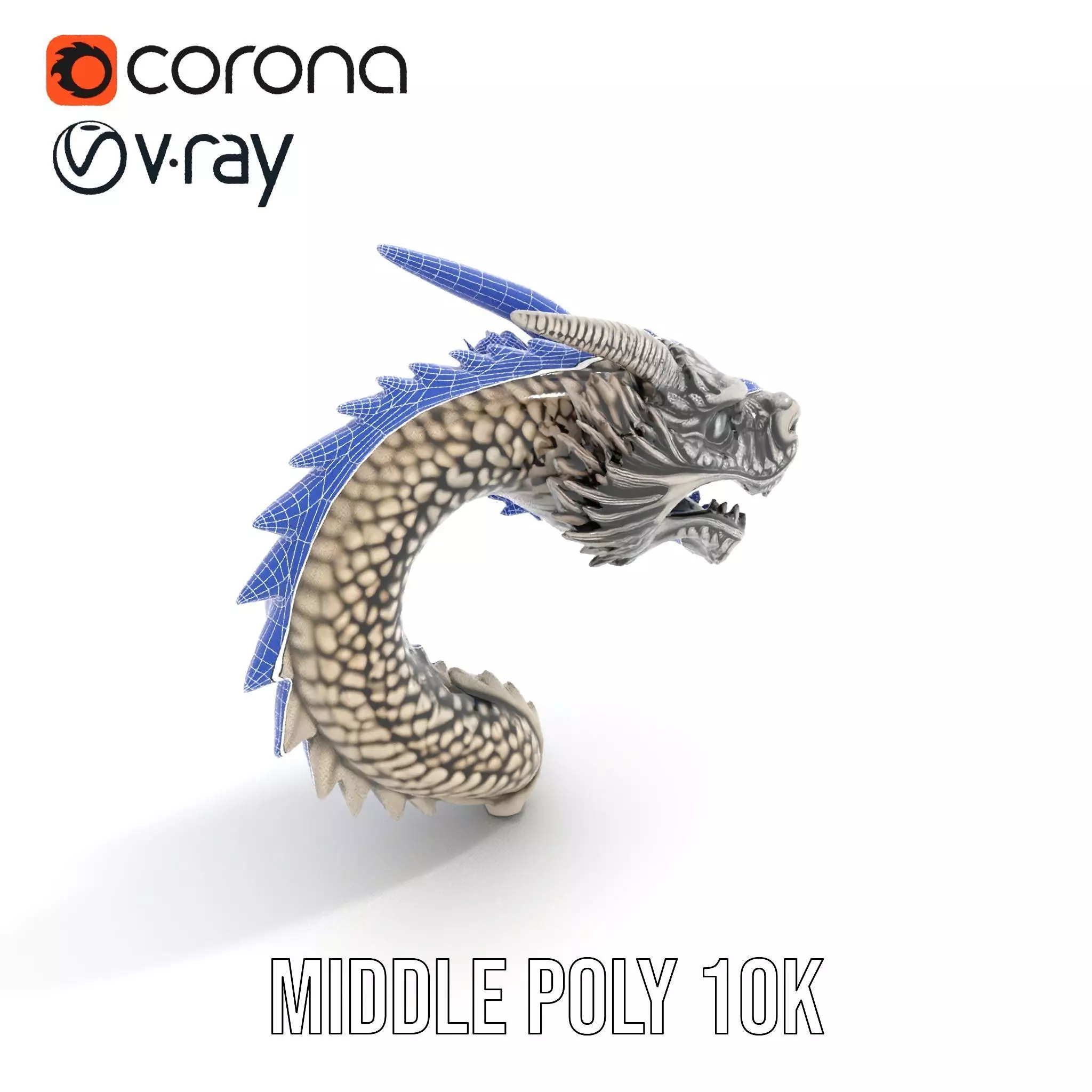 Silver Dragon Sculpture model pack Low-poly 3D model_28
