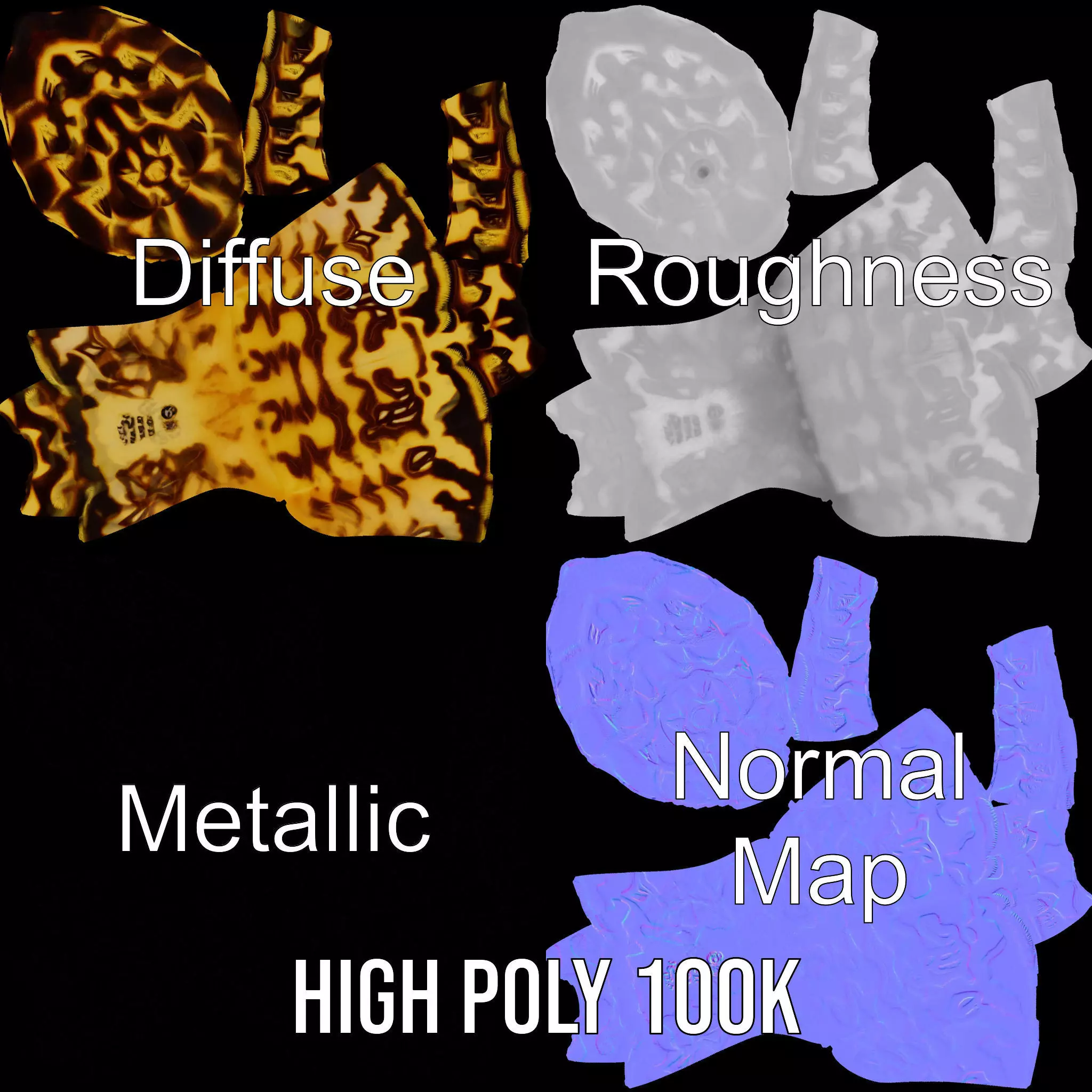 Patterned Seashell model pack Low-poly 3D model_4
