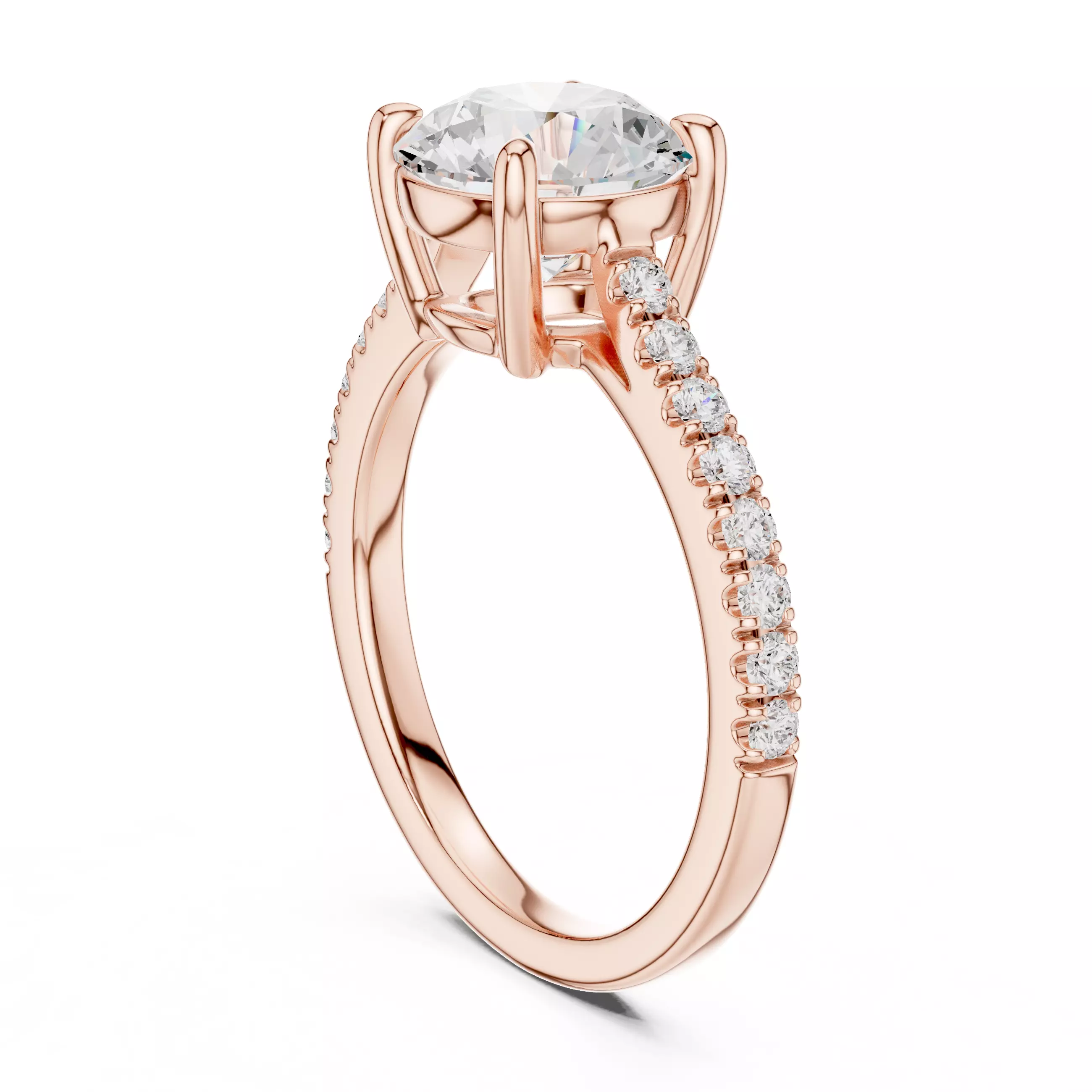 2CT Round Cut Diamond Engagement Wedding Ring 3DM STL Video 3D print model_3